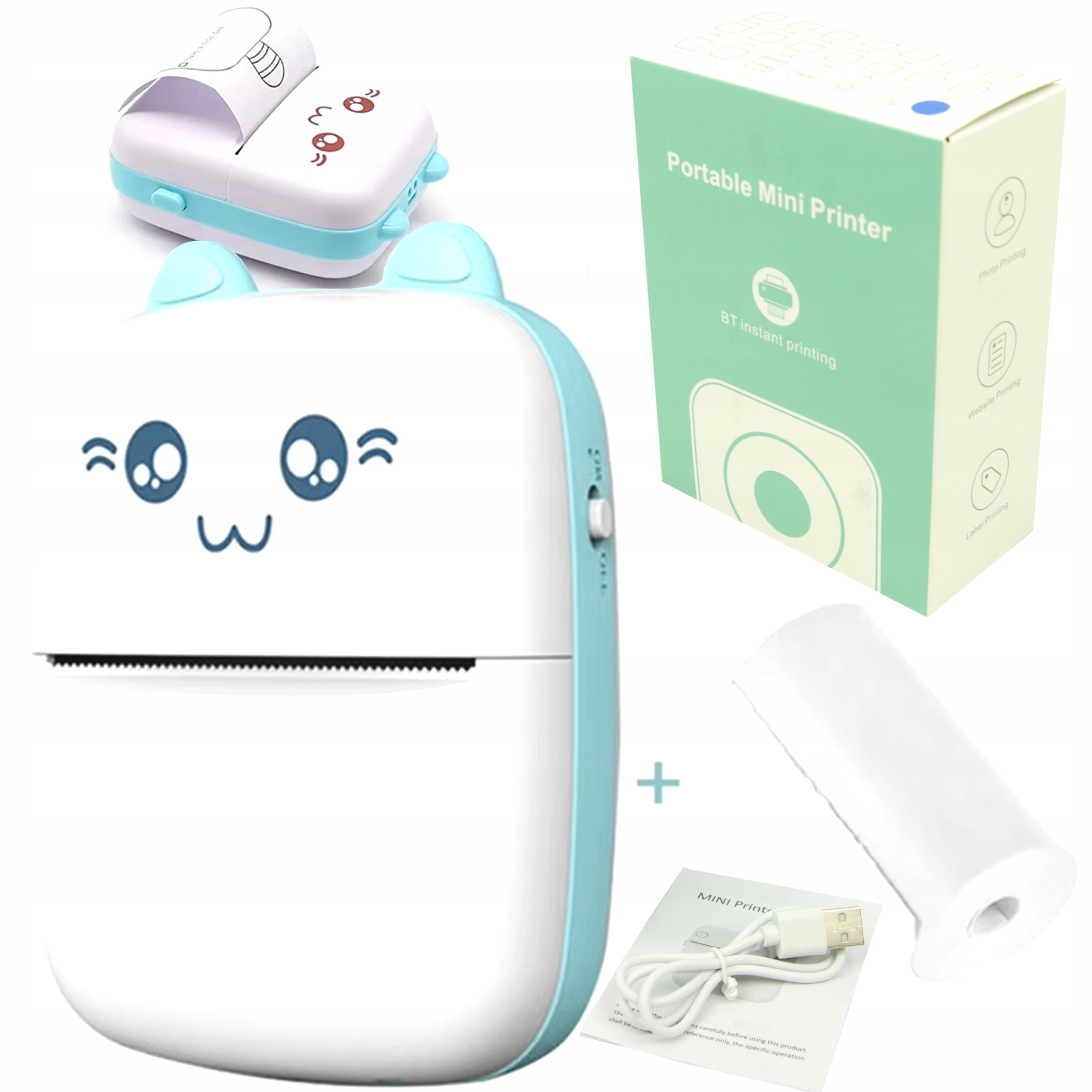 MINI THERMAL PRINTER CAT PORTABLE FOR KIDS FOR NOTE PHOTOS