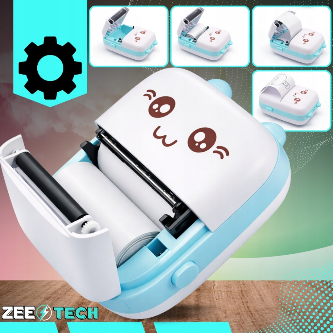 MINI THERMAL PRINTER FOR CHILDREN PRINT PORTABLE KITTY+10 ROLLS+STICKERS Manufacturer code Drukarka Etykiet Drukuś Oryginalna Termiczna