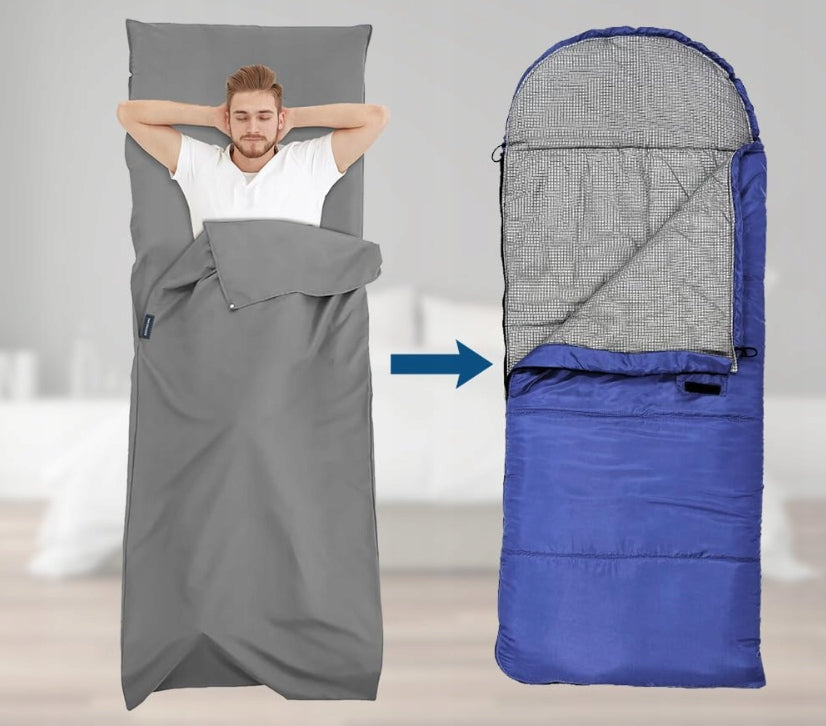 MINI TRAVEL SLEEPING BAG TOURIST ULTRALIGHT SUMMER 210x115cm MASK PLUGS Brand no brand
