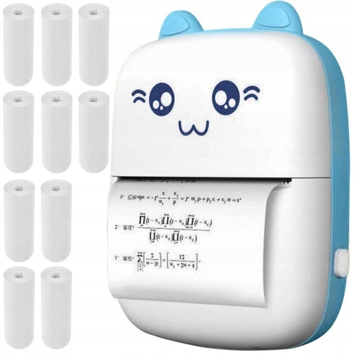 MINI Thermal PHOTO PRINTER for Kids CAT Portable + 11 Rolls