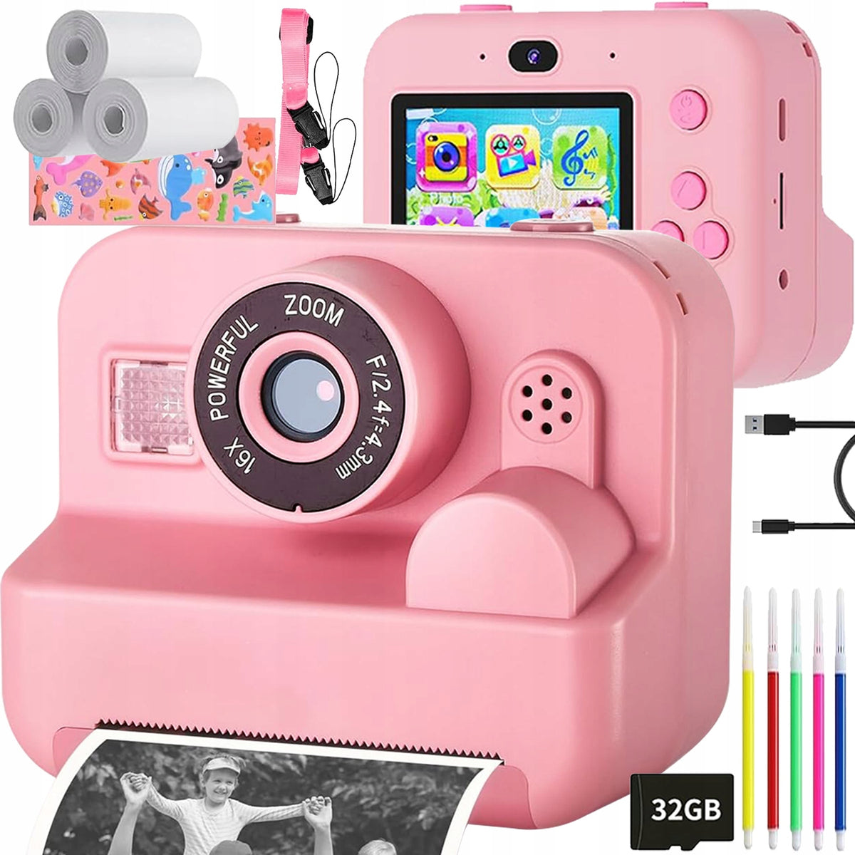 MINI Thermal Printer Print 2.0 +3 Rolls Children's Camera For Gift