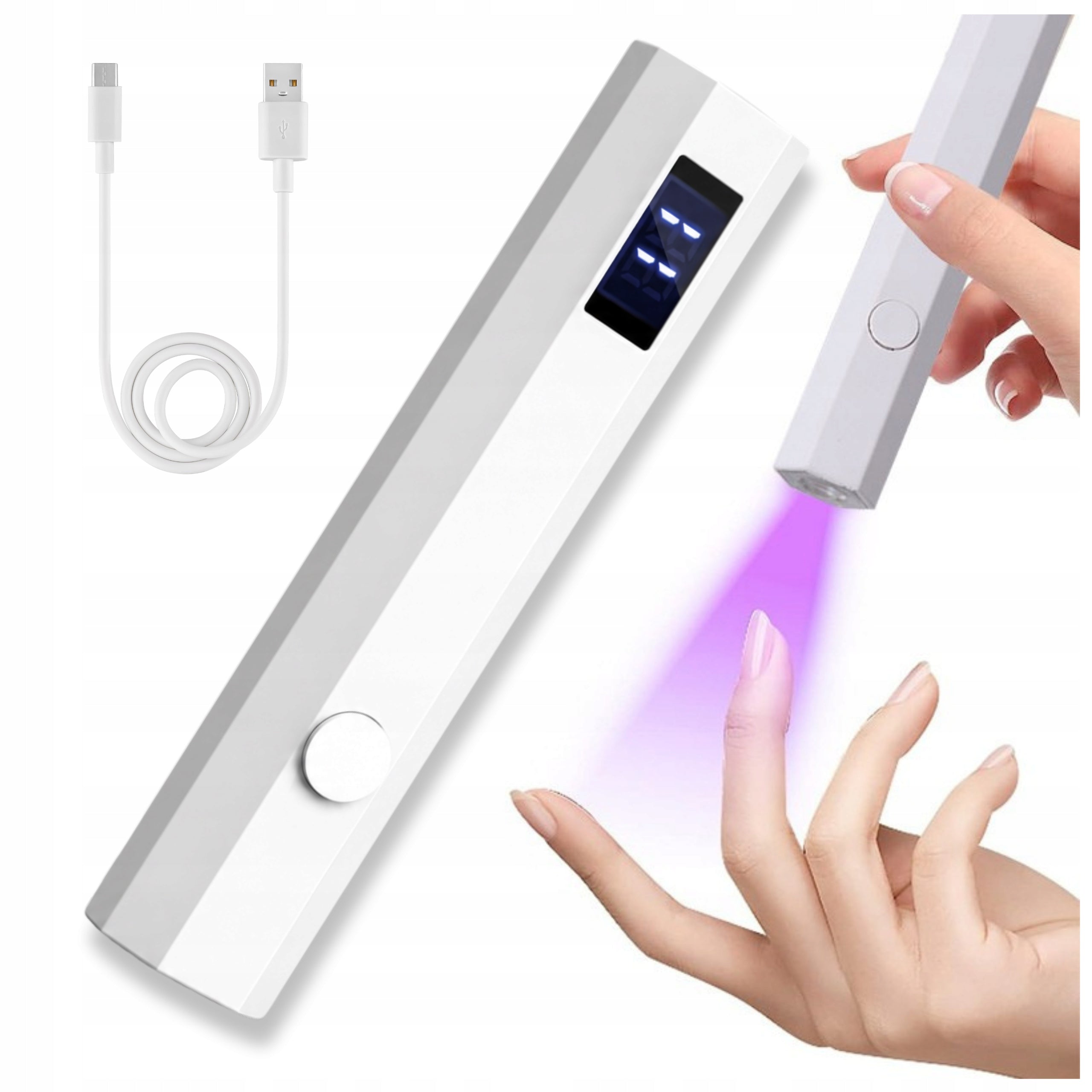 MINI UV LED NAIL LAMP WIRELESS RECHARGEABLE USB TIMER WHITE