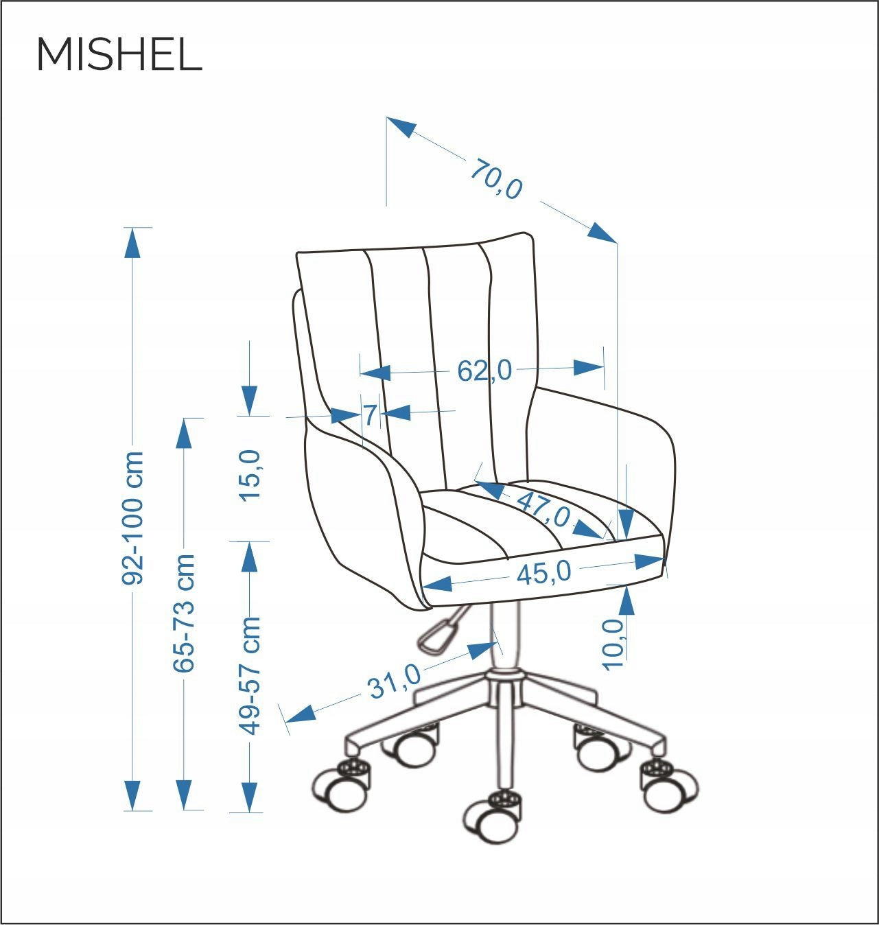MISHEL swivel chair beige for desk youth fabric Packaging status original