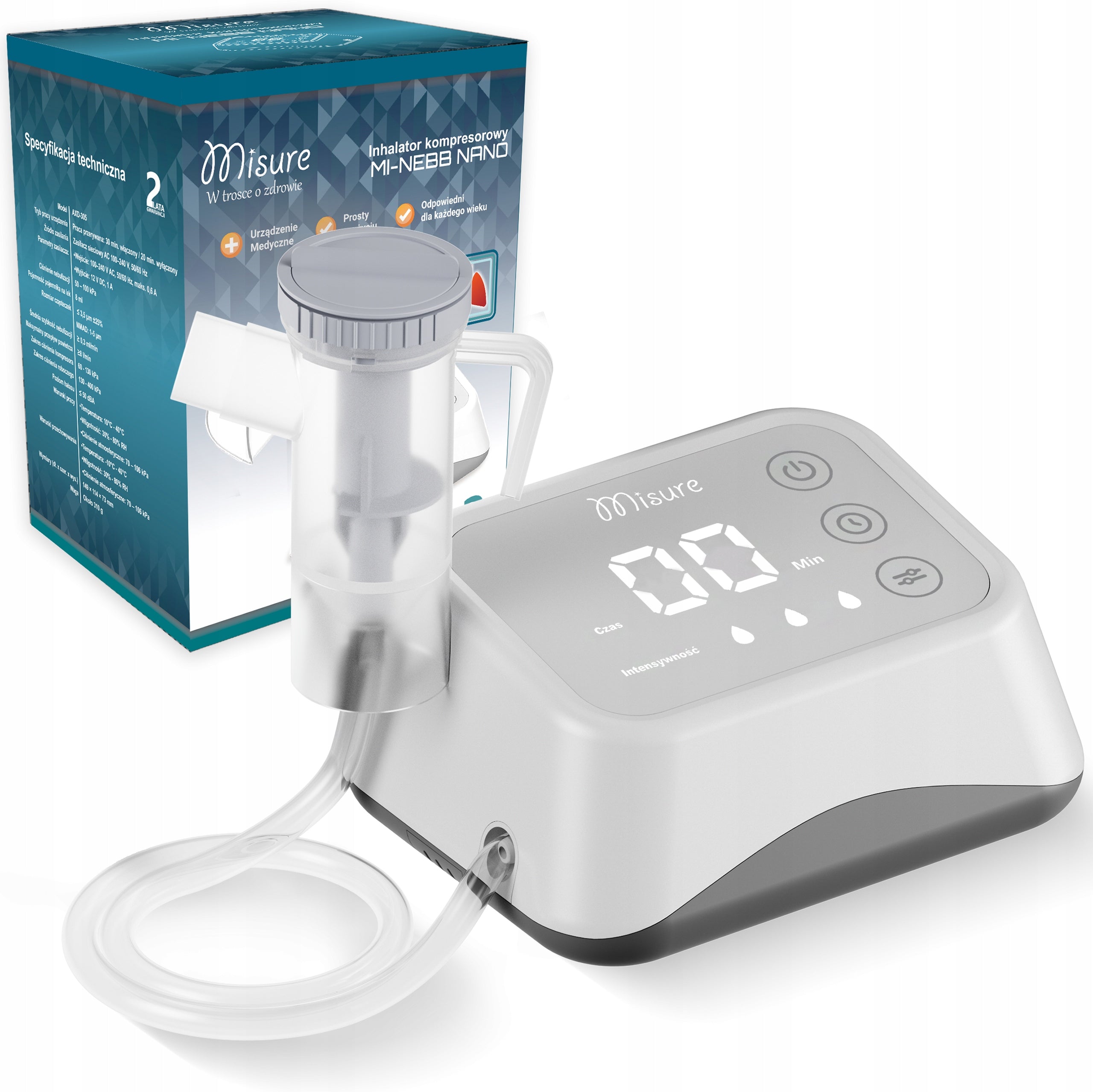 MISURE MI-NEBB NANO NEBULISER INHALER FOR ADULT CHILDREN Packaging status original
