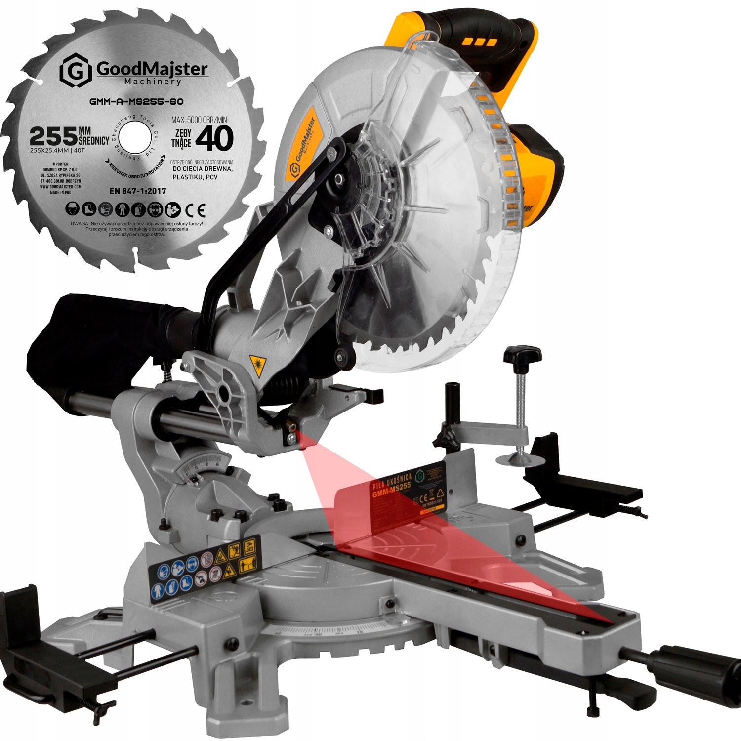 MITER SAW WITH FEED Laser BEVEL SAW Cap 2000W 255mm GMM-MS255
