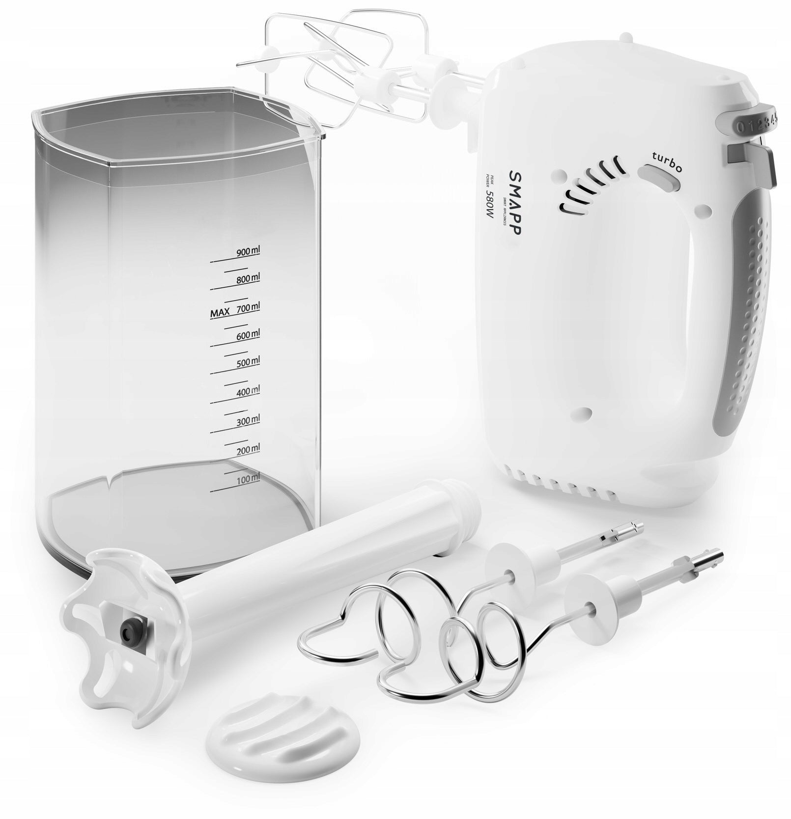 MIXER WITH CAP AND CUP Smapp 451.5 580W Turbo 5 Speeds White