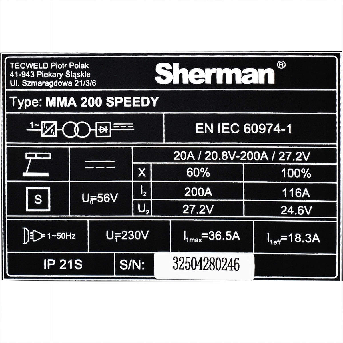 MMA 200 SPEEDY inverter welder with Sherman suitcase Brand Sherman