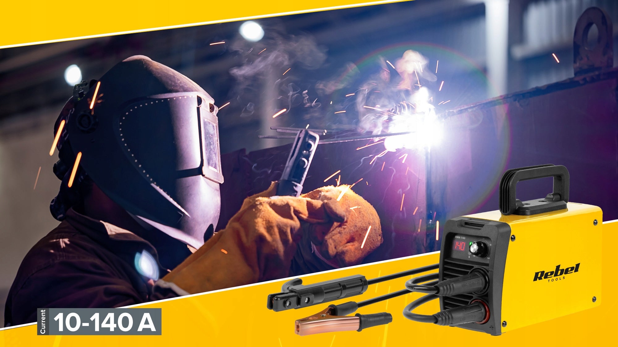 MMA Rebel compact 140A LED inverter welder Duty cycle time 20%