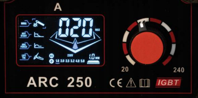 MMA / TIG inverter electrode welder ARC 250 WELDMAN 240 A 60% Supply voltage (V) 230