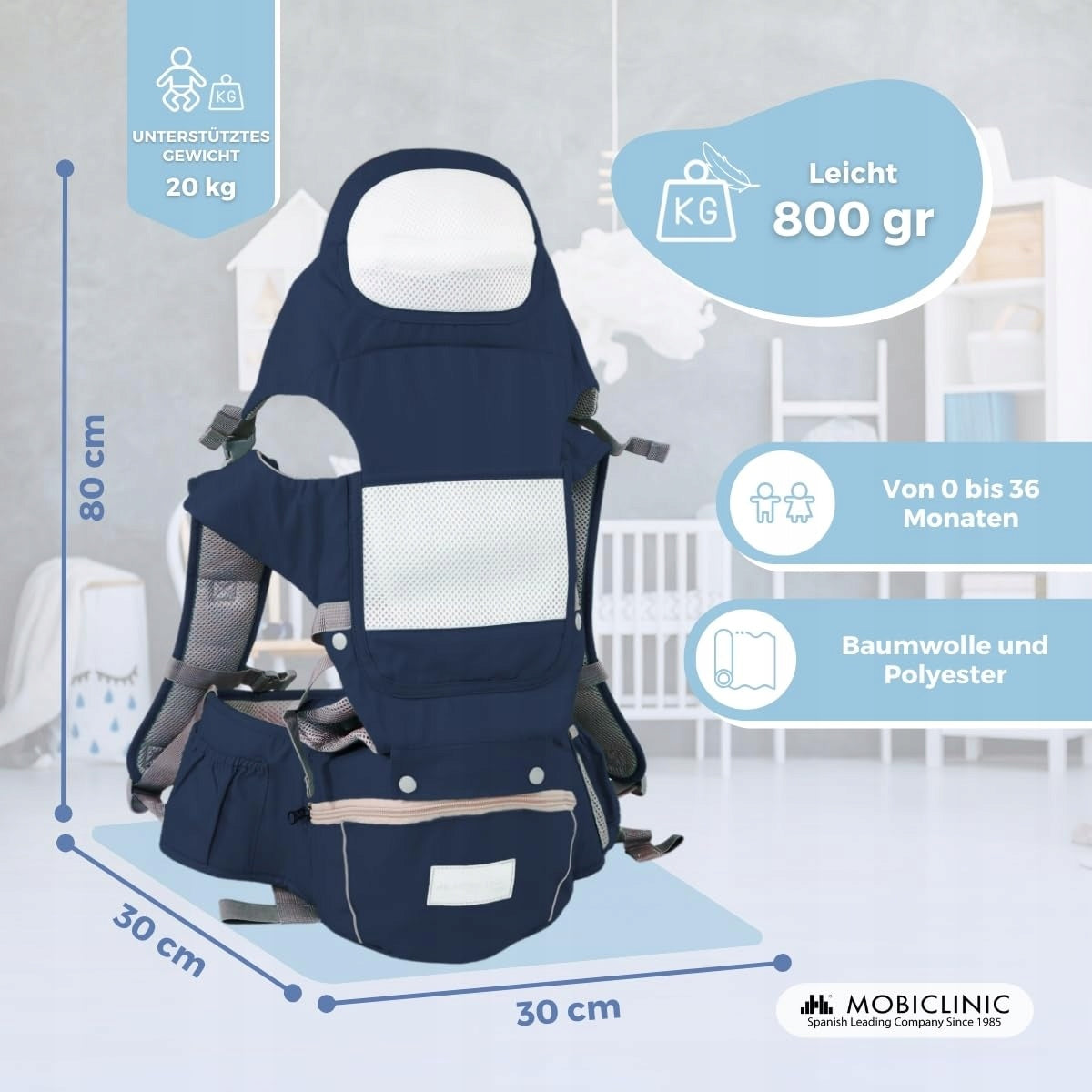 MOBICLINIC Baby Carrier 6in1 Folding Cotton 0-36 Months
