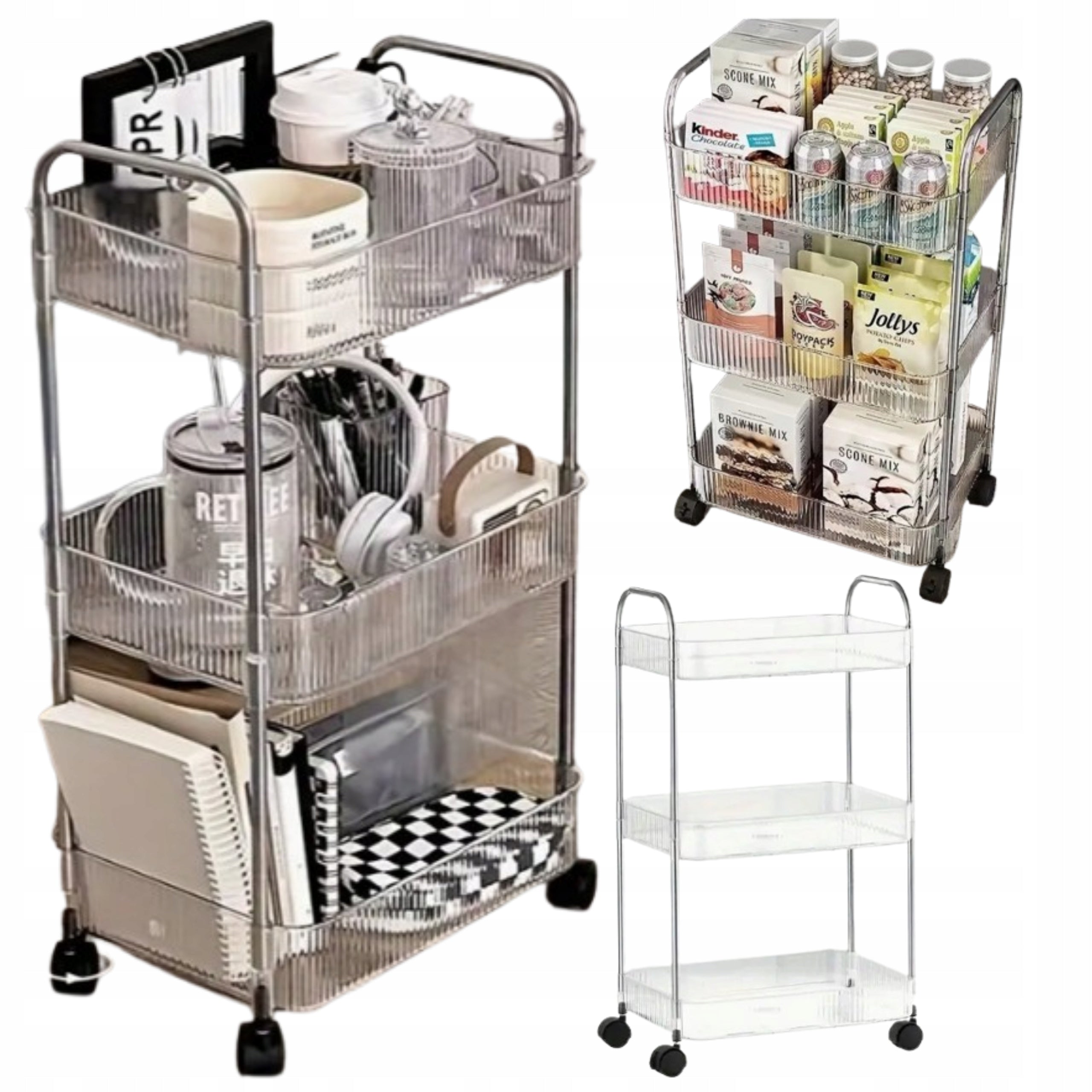 MOBILE BOOKCASE TABLE SHELVES FOR KITCHEN OFFICE LIVING ROOM FOR VEGETABLES FRUIT Acrylic