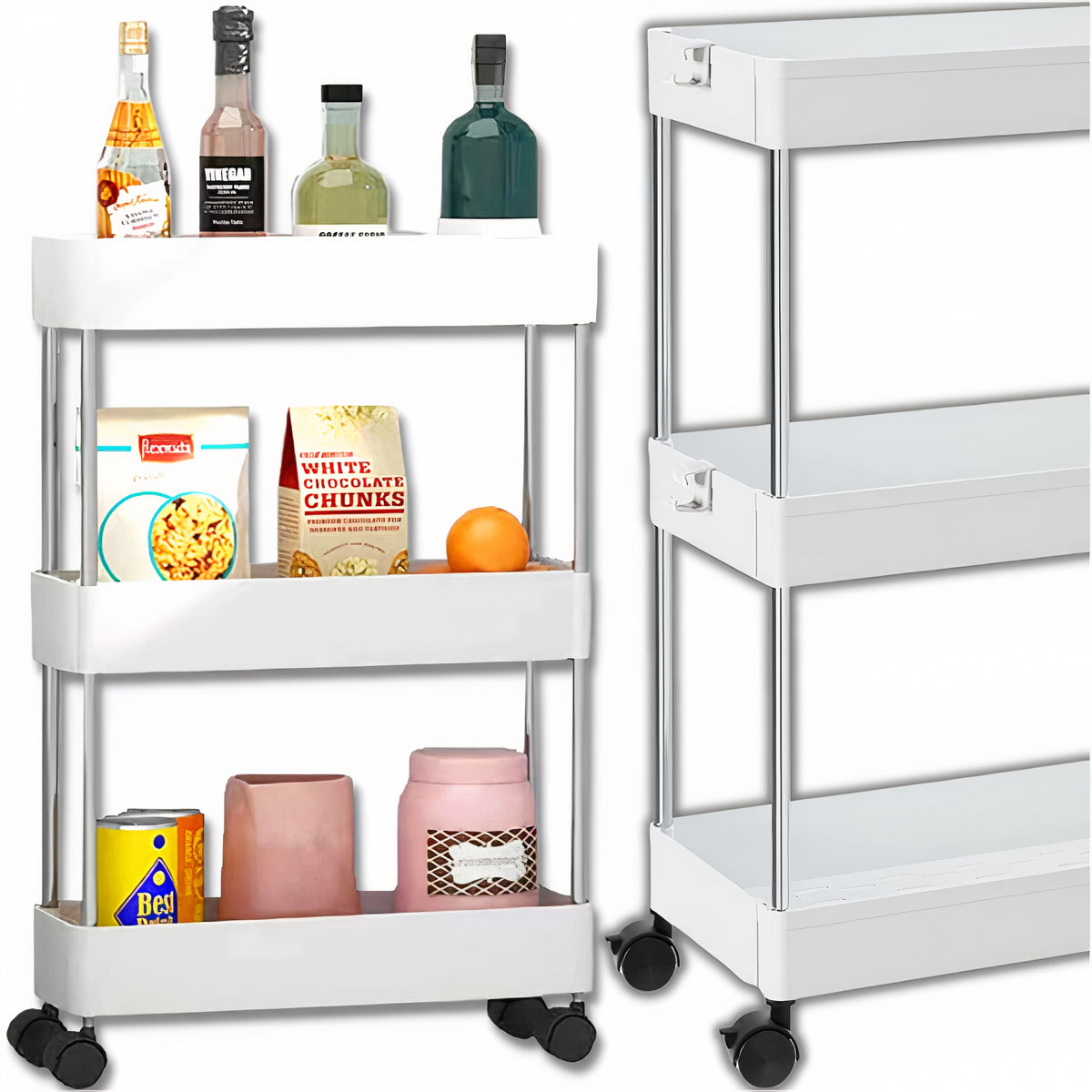 MOBILE CABINET RACK ON WHEELS KITCHEN SHELF