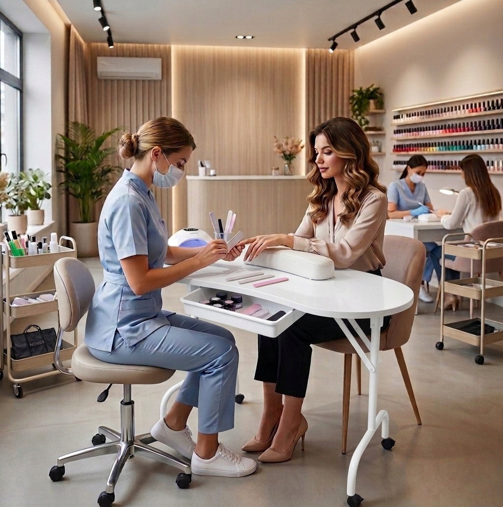 MOBILE COSMETIC DESK FOLDING TABLE NOT ONLY FOR MANICURE White Packaging status original
