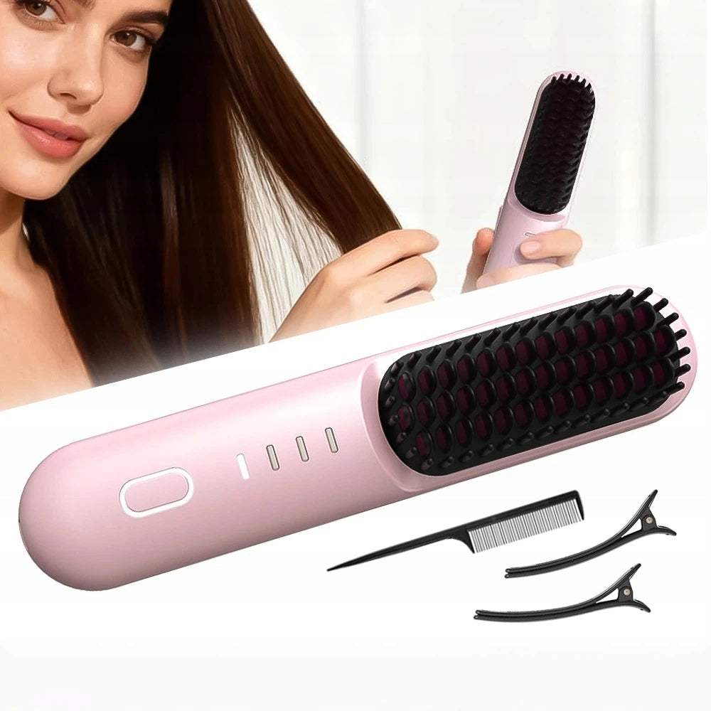 MOBILE HAIR STRAIGHTENING BRUSH MINI STRAIGHTENER USB TRAVEL