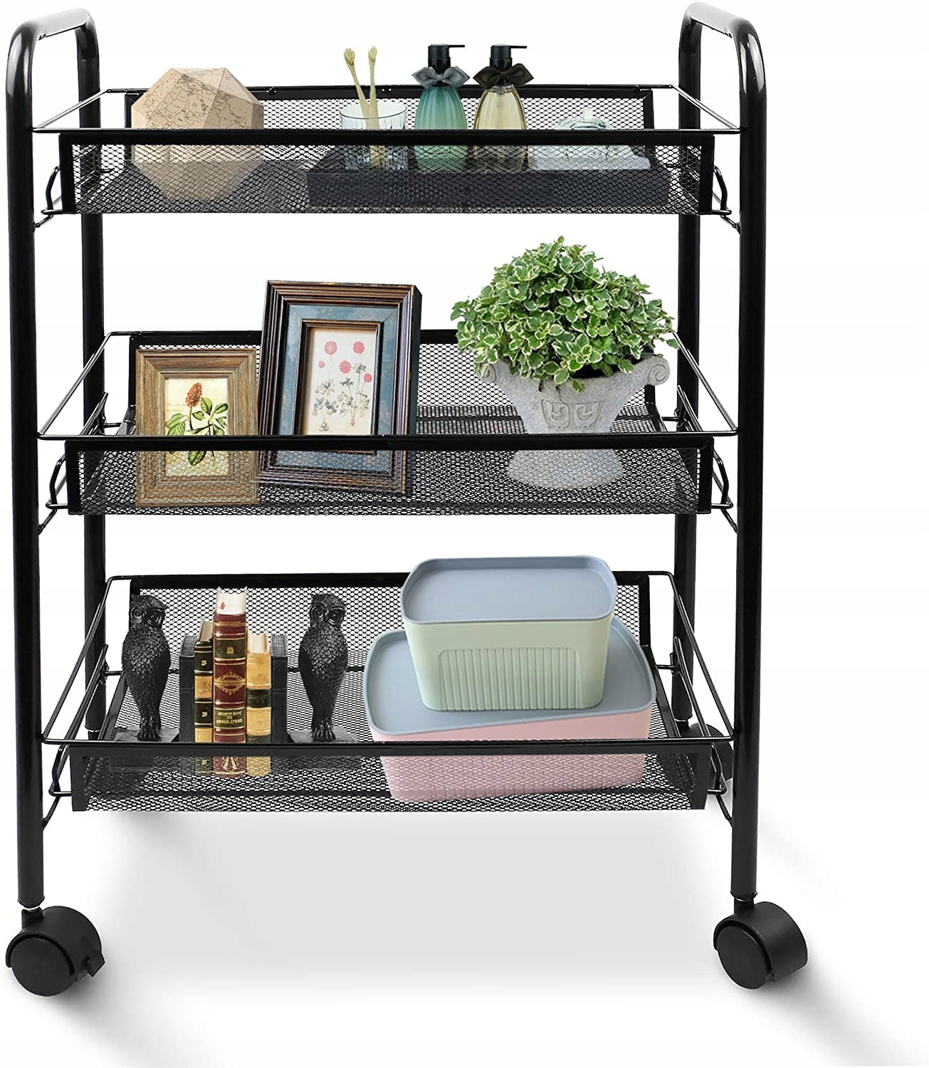 MOBILE KITCHEN RACK TABLE ON WHEELS TROLLEY SHELVES FRUIT BASKETS VEGETABLES Brand Gockowiak