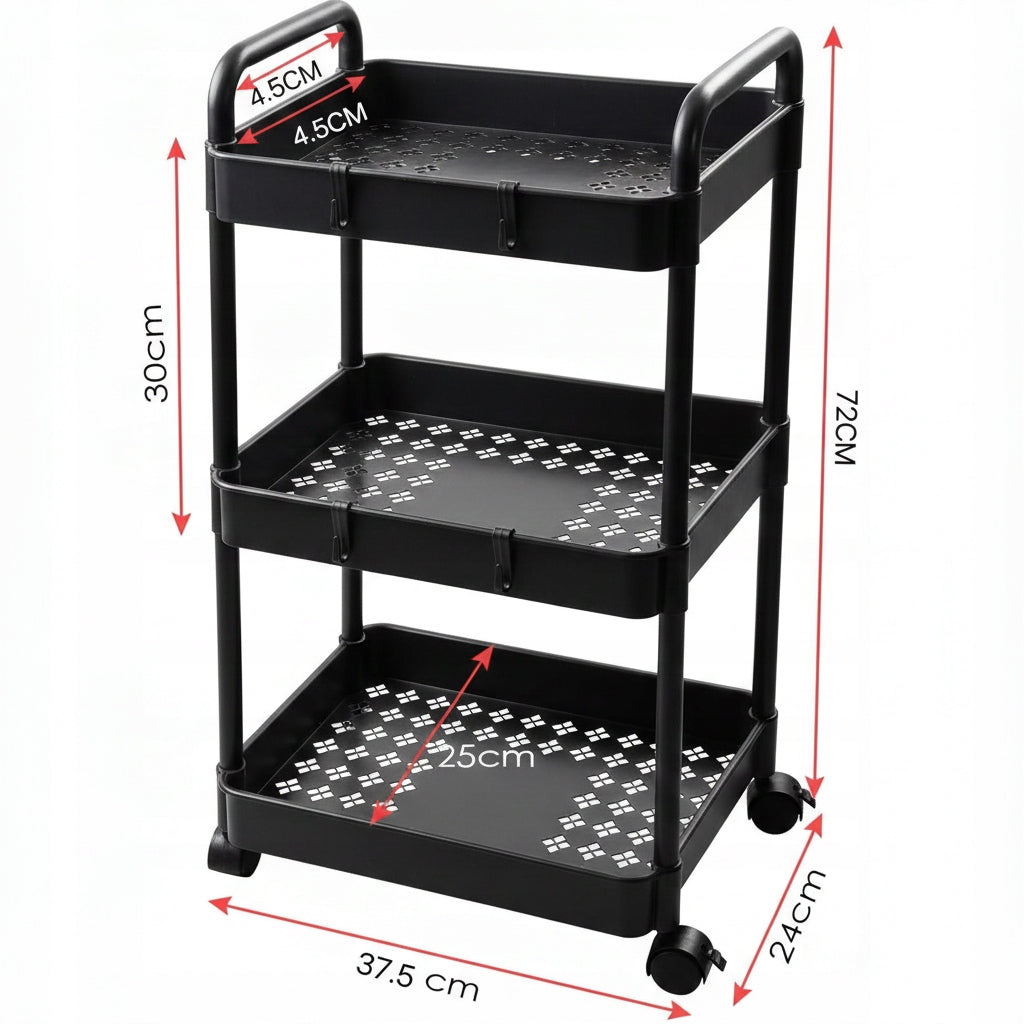 MOBILE SHELF RACK ON WHEELS KITCHEN CABINET BATHROOM TROLLEY 3 LEVELS Brand no brand