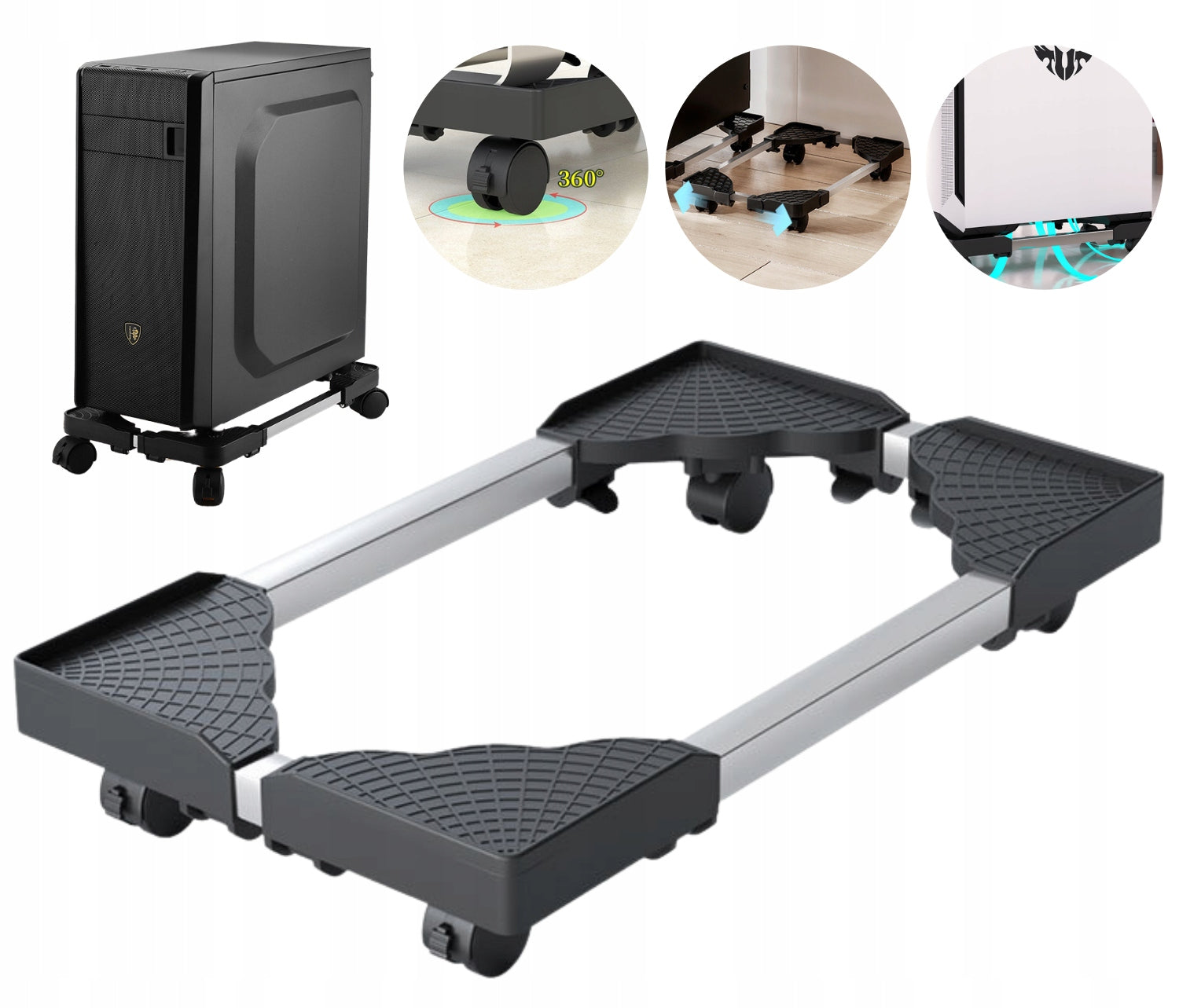 MOBILE STAND WITH WHEELS FOR DESKTOP COMPUTER NON-SLIP