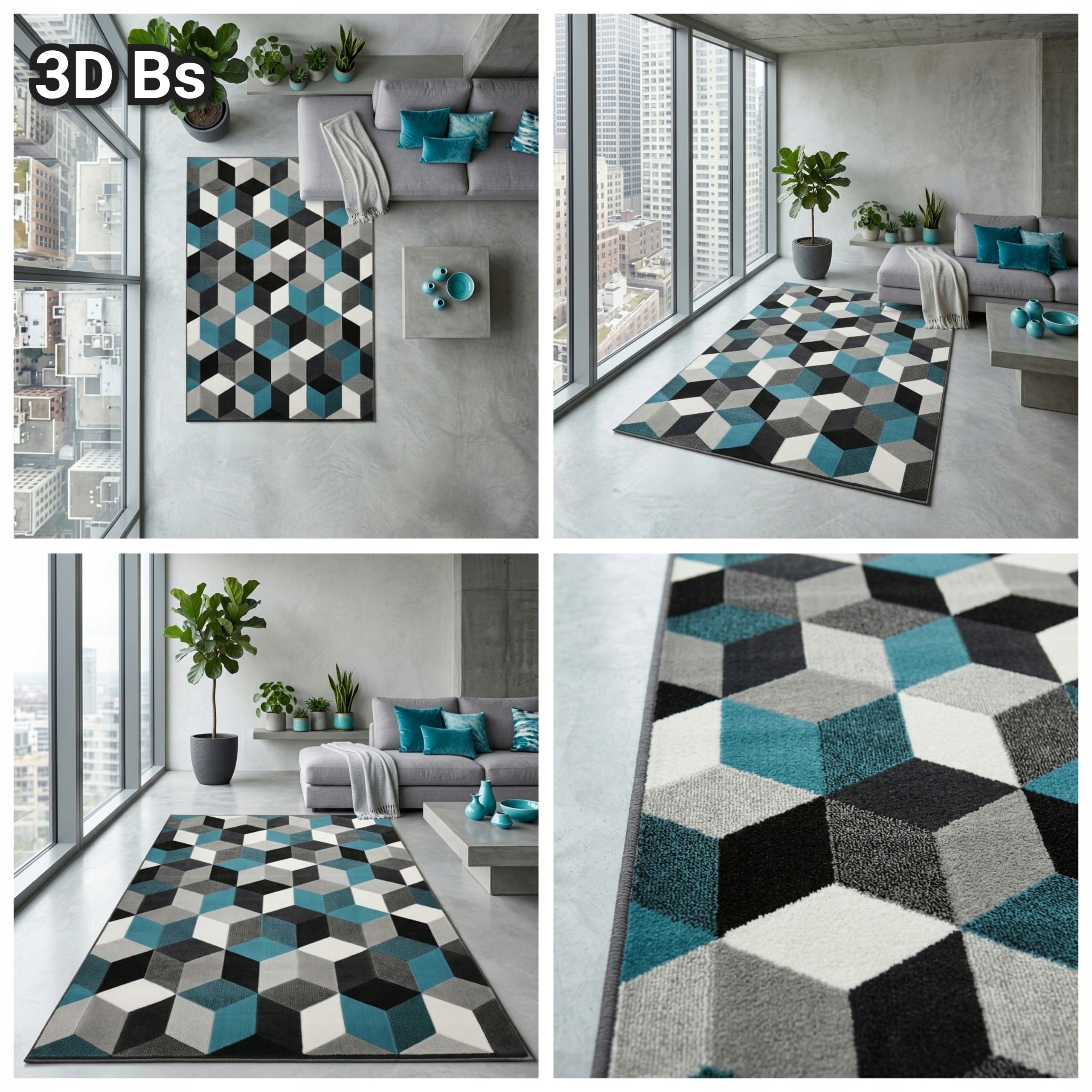 MODERN CARPET FOR LIVING ROOM LARGE 300x400 FOR ROOM VARIOUS DESIGNS Manufacturer code NEW IDEA mix kolor 300x400