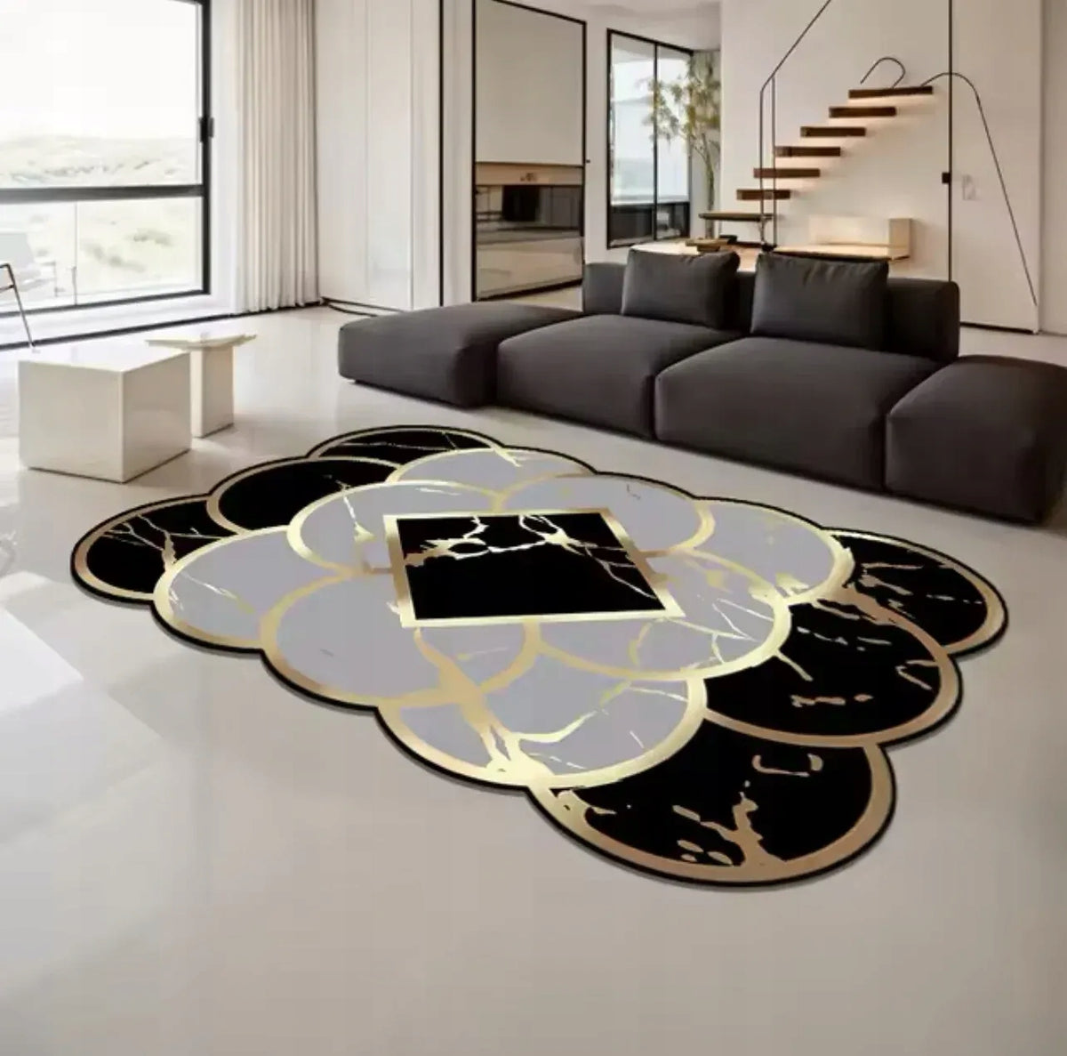 MODERN CARPET MARBLE CIRCLES IRREGULAR FOR LIVING ROOM DESIGN PREMIUM 140X200 Length 200 cm