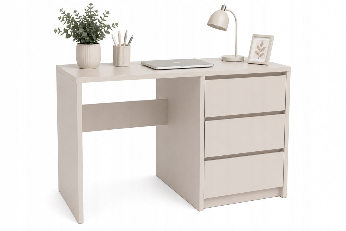 MODERN DESK 96 CM 3 DRAWERS HANDLELESS CASHMERE FRONTS
