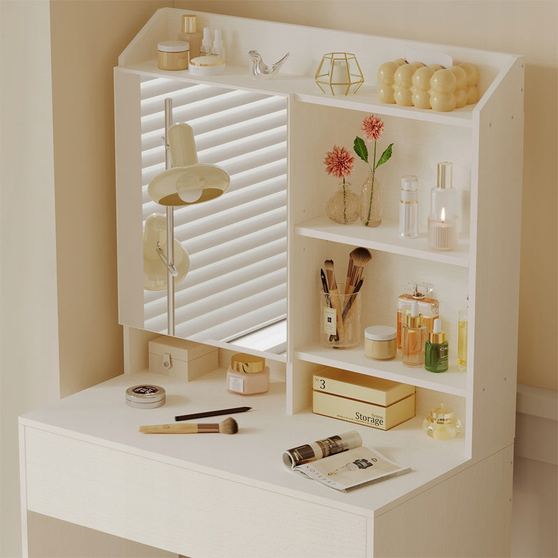 MODERN DRESSING TABLE COSMETIC WITH OPENING MIRROR LOFT DRAWER GLAMOUR Packaging status original