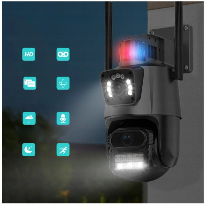 MODERN OUTDOOR CAMERA ALARM 8MP WIFI 3in1 TRACKING ICSEE ULTRA HD Packaging status original