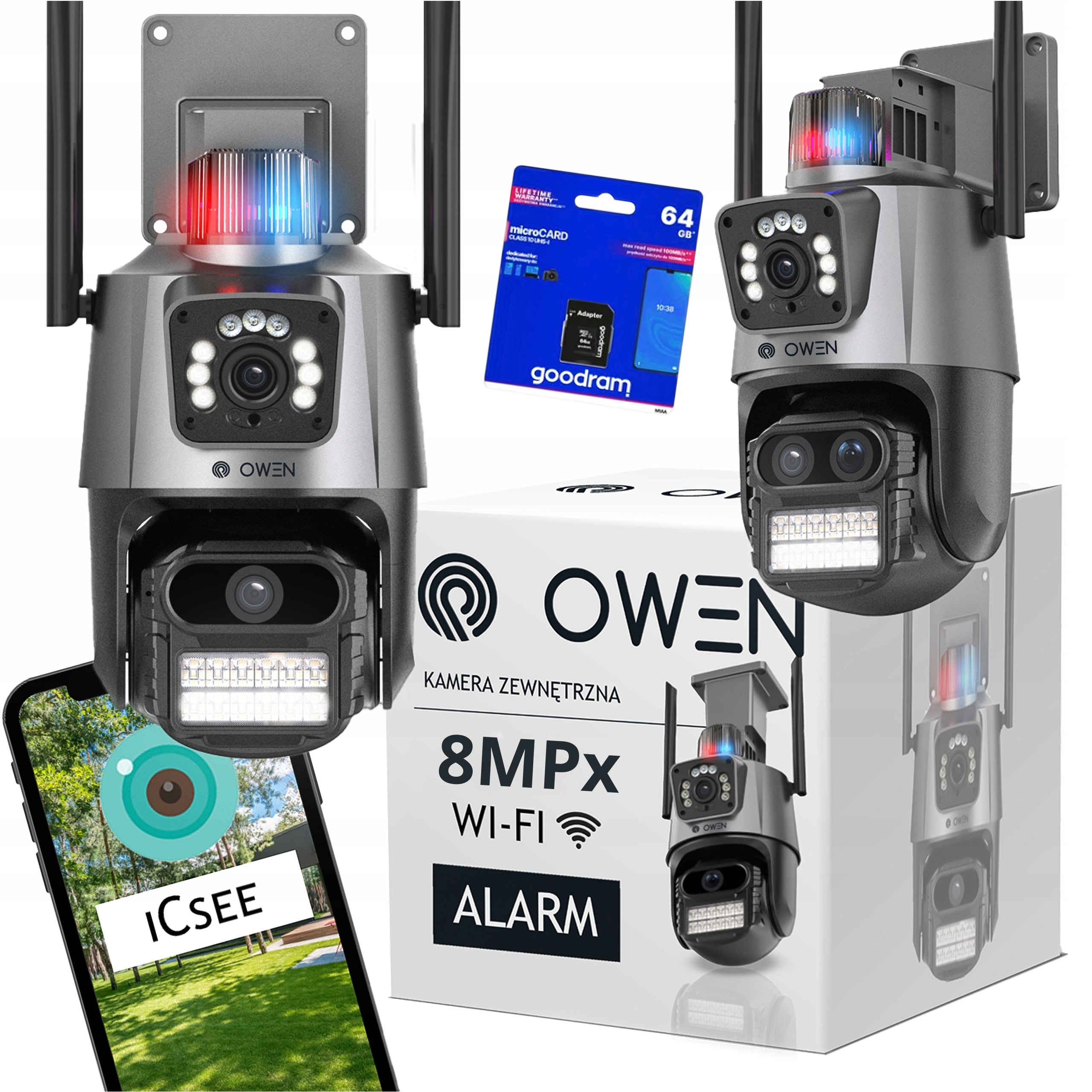 MODERN OUTDOOR CAMERA ALARM 8MP WIFI 3in1 TRACKING ICSEE ULTRA HD