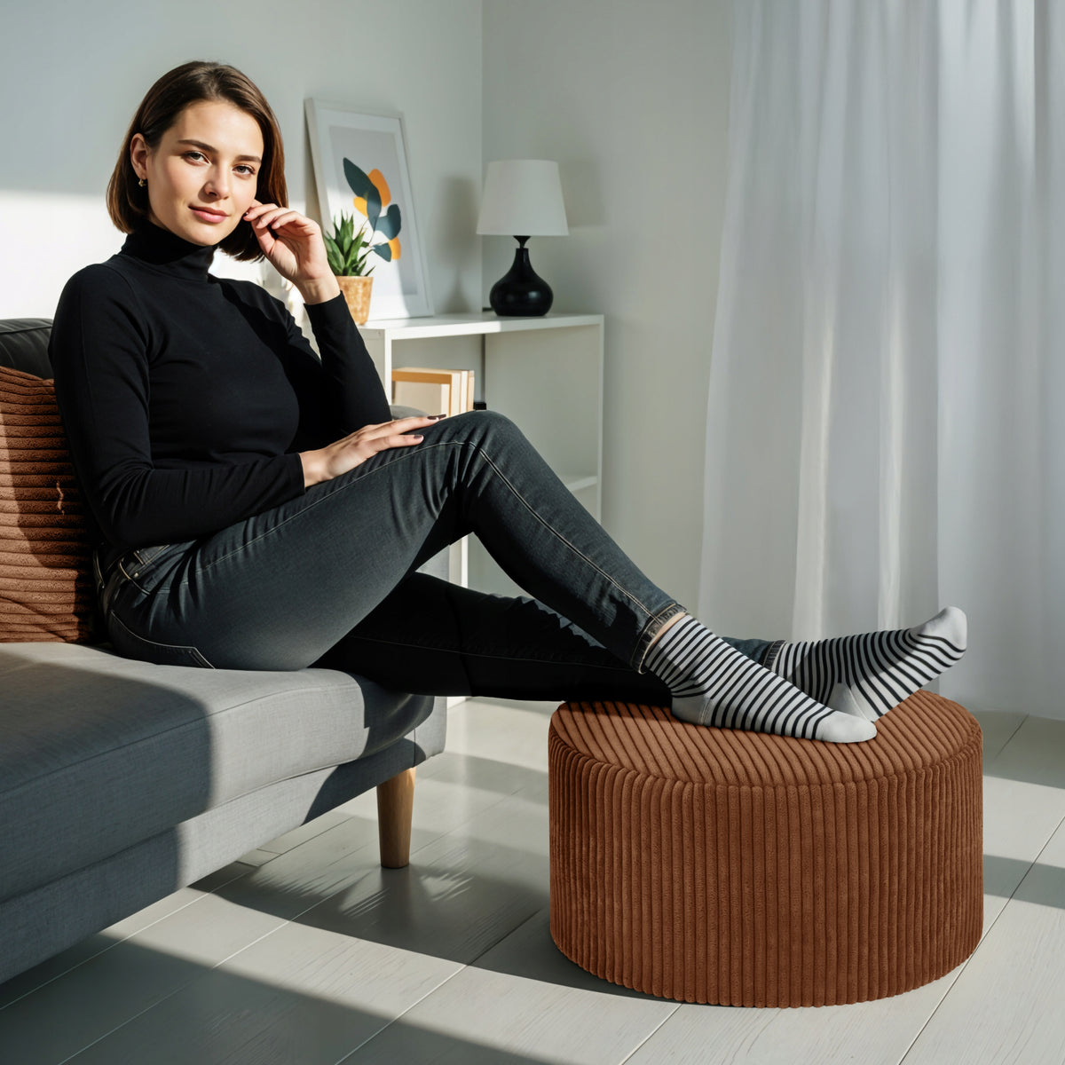 MODERN POUF POUF SEAT 45 CM ROUND FOR LIVING ROOM FOOTREST SOFT Manufacturer code PUFA 45 CM RUDY - 38544
