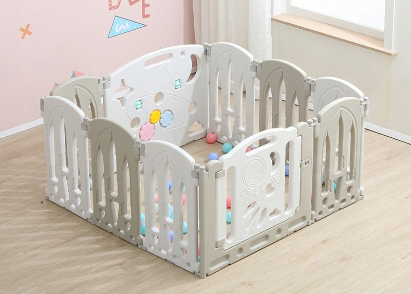 MODULAR FOLDING PLAYPEN FOR CHILDREN DRY POOL 8+2 GREY-WHITE Brand Perfectlife