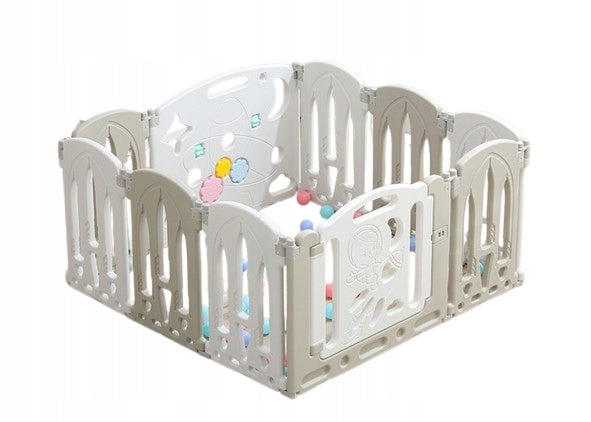 MODULAR FOLDING PLAYPEN FOR CHILDREN DRY POOL 8+2 GREY-WHITE