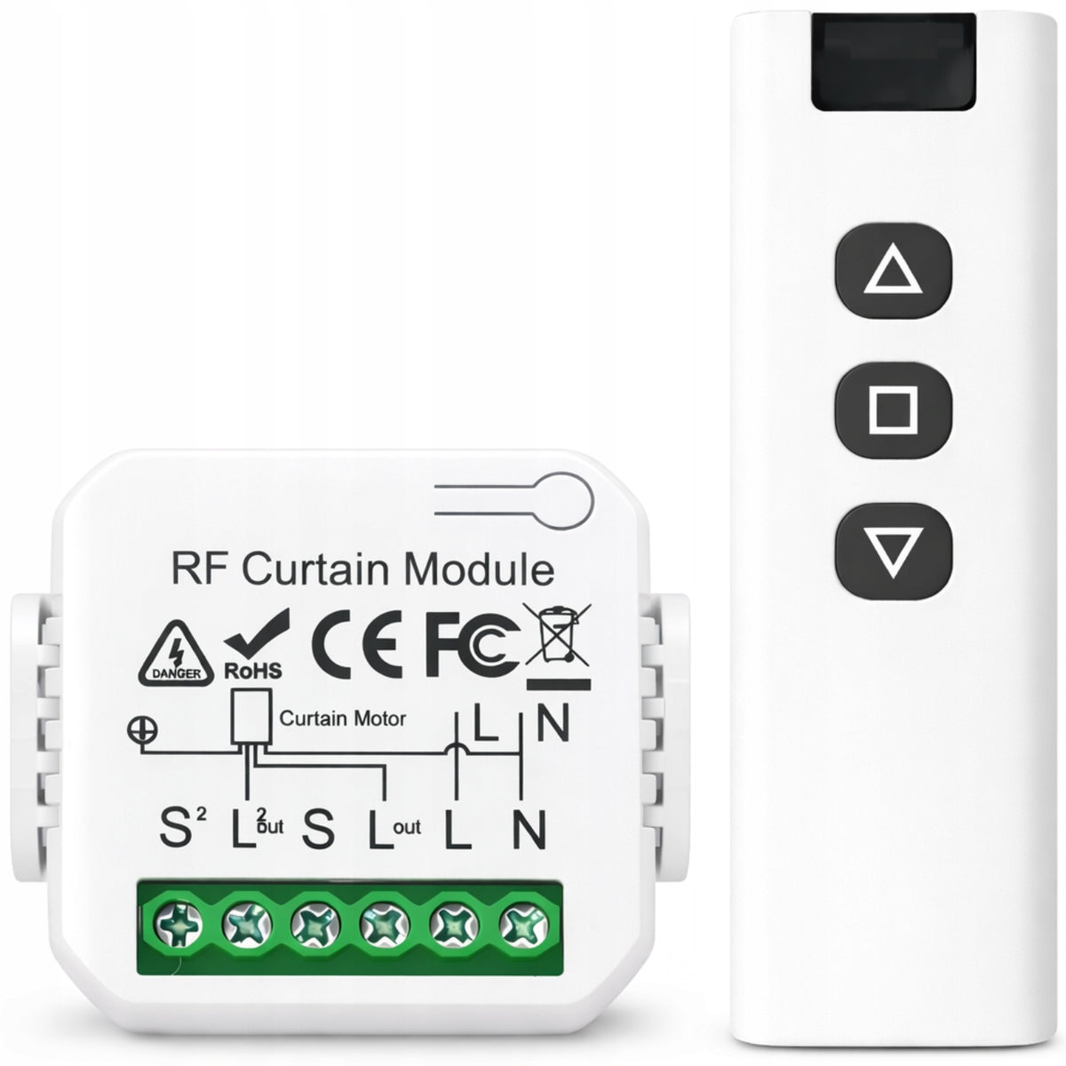 MODULE CONTROLLER FOR BLINDS CURTAINS 433MHz RADIO RECESSED + REMOTE CONTROL