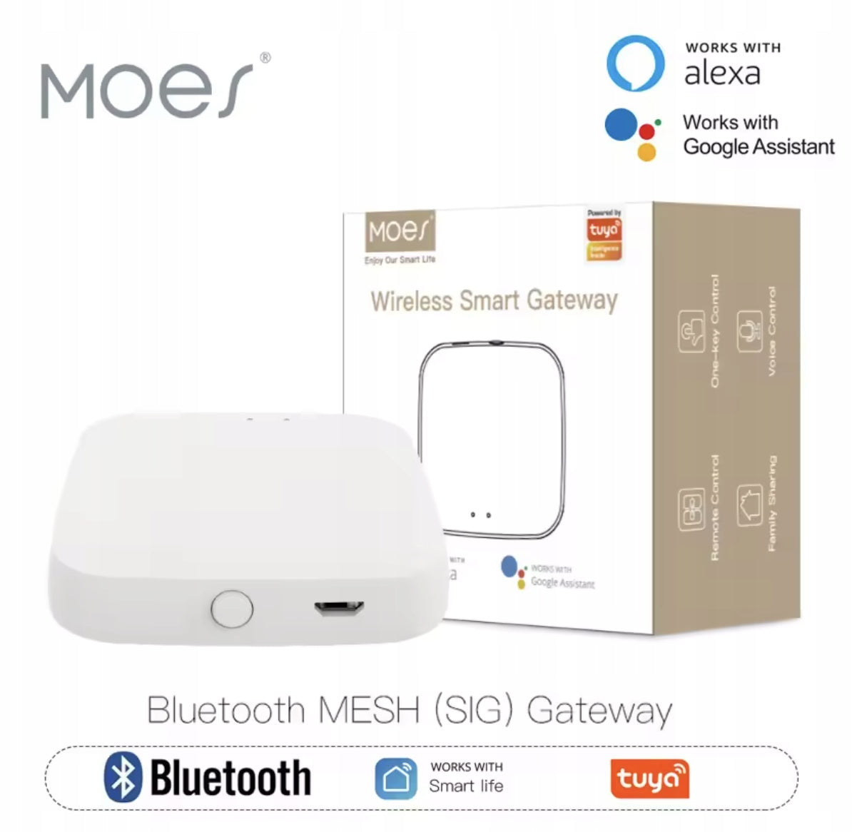 MOES GATEWAY Tuya Bluetooth Gateway WiFi Hub Smart Life Mesh SIG Alexa Google