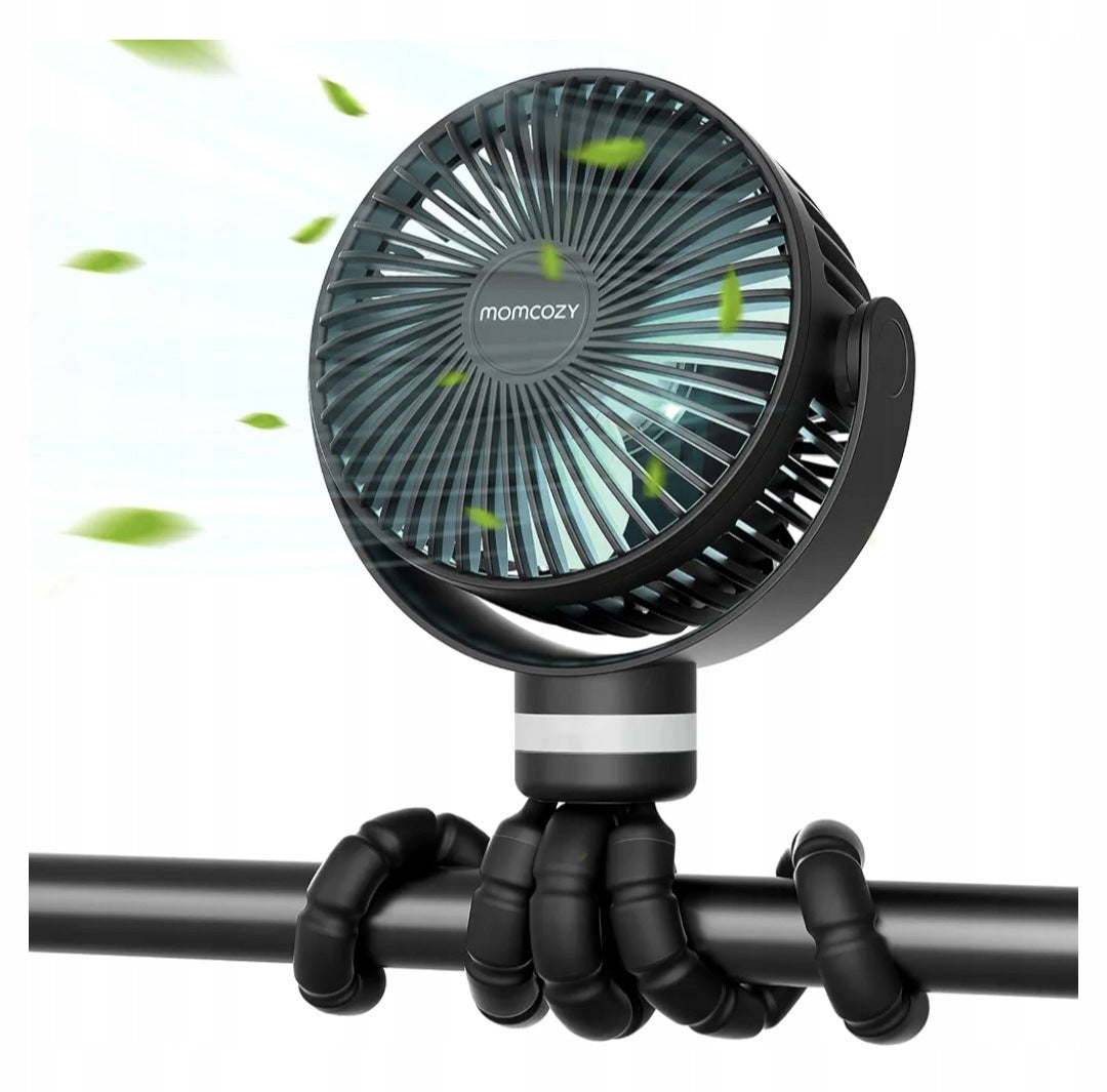 MOMCOZY PORTABLE FAN FOR STROLLER 8000MAH LONG WORK MOMCOZY BLACK