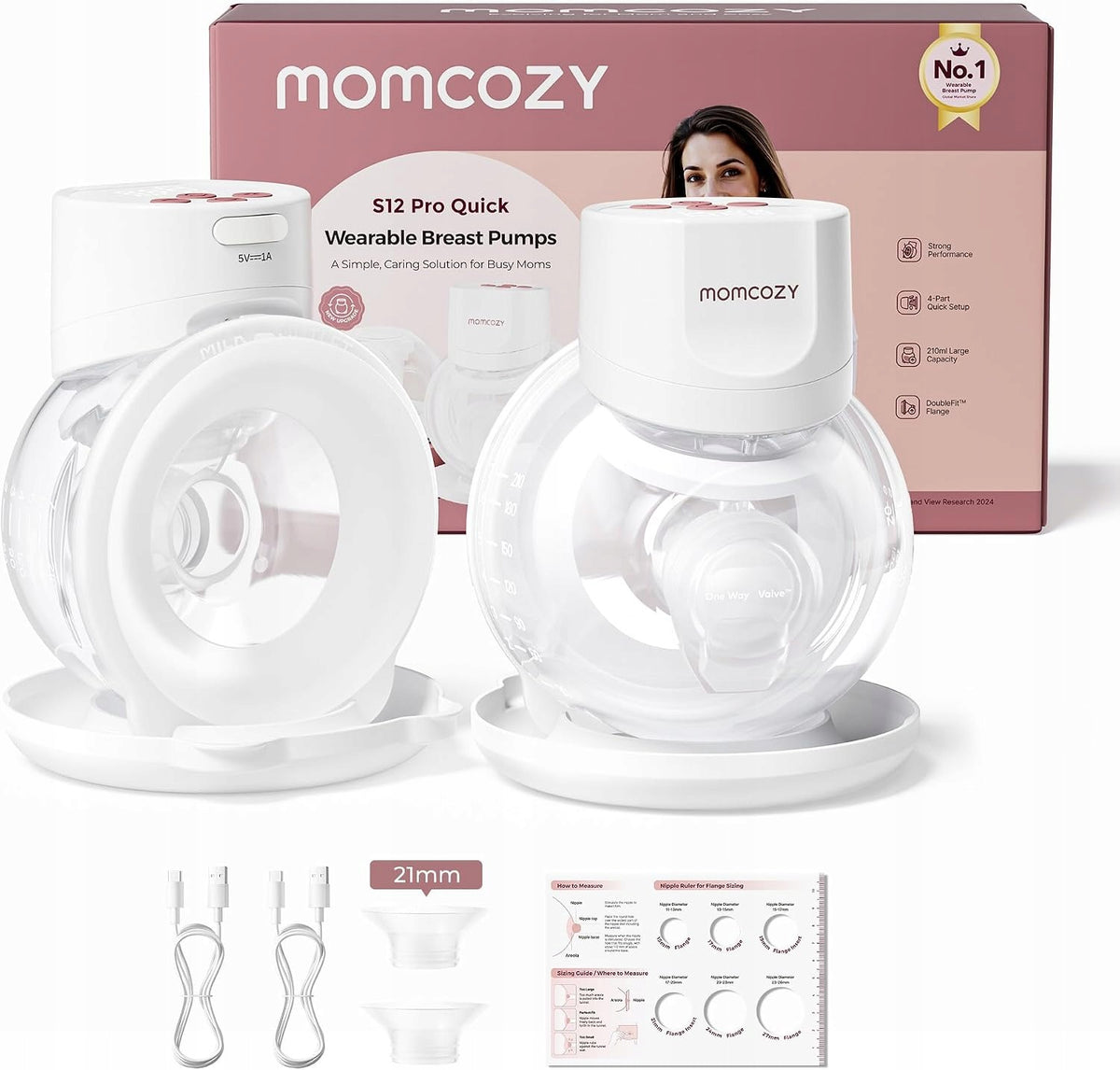 MOMCOZY S12 Pro Quick | Shell Breast Pump | Wireless, Dual