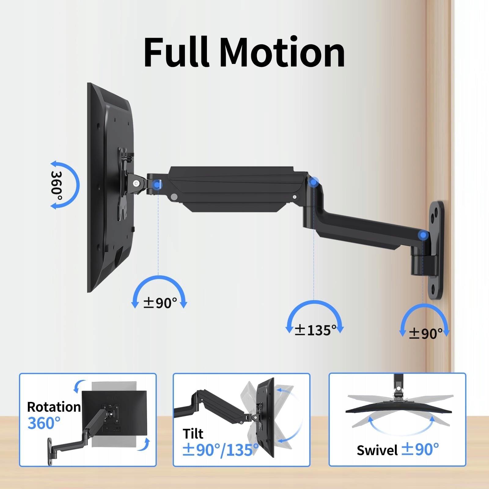 MONITOR WALL MOUNT ARM 32 INCHES 9KG VESA 75X100 ADJUSTABLE Brand no brand