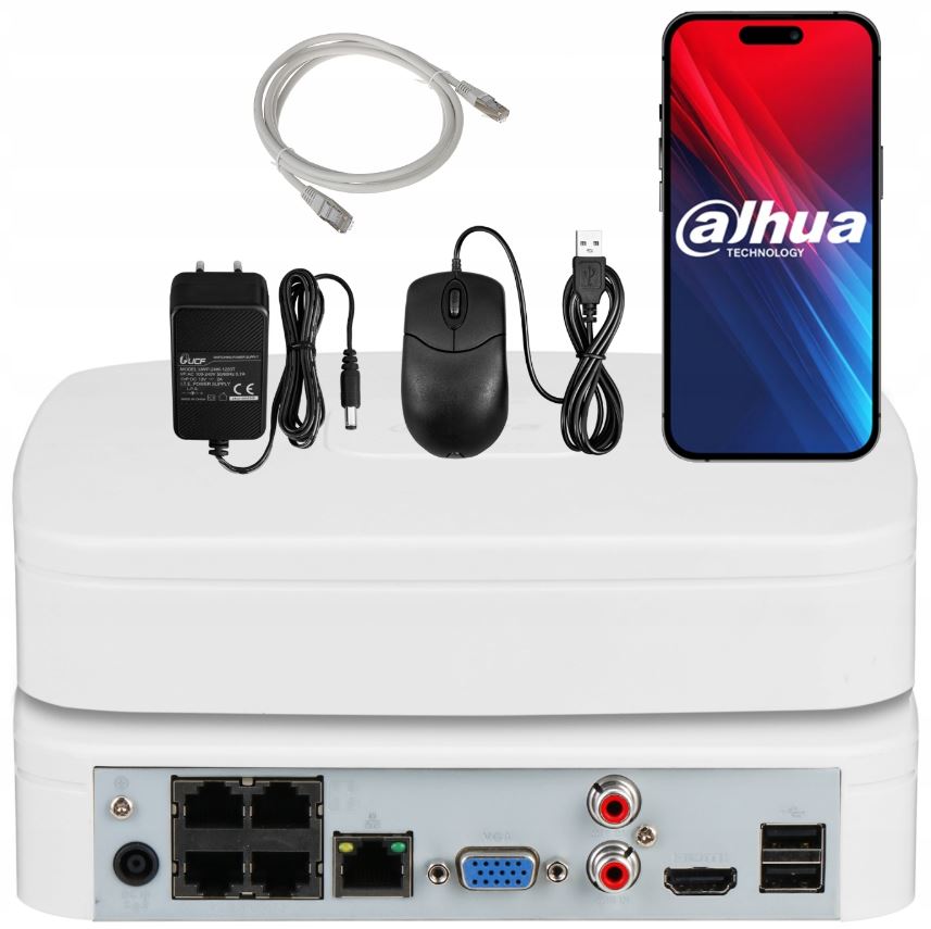MONITORING KIT DAHUA 6Mpx IP POE 4 CAMERAS IPC-HDW1639T-A-IL BLACK Manufacturer code IPC-HDW1639T-A-IL-S6 BLACK + NVR + UTP