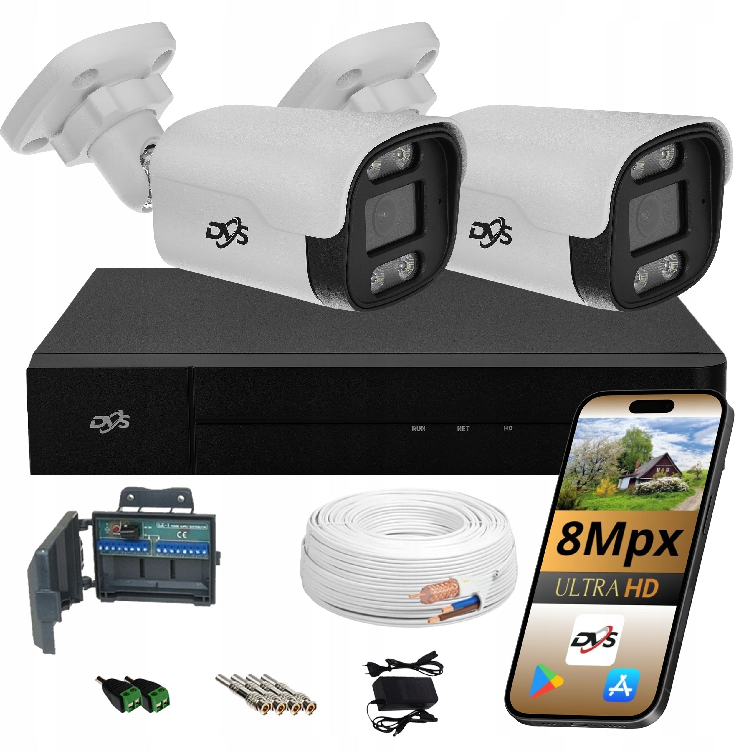 MONITORING SET 2 ANALOG CAMERAS 8MPX 4K RECORDER APPLICATION PREVIEW