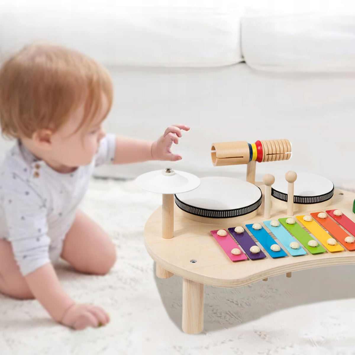 MONTESSORI CHILDREN'S MUSIC SET WITH XYLOPHONE DRUM AND PLATE Packaging status original