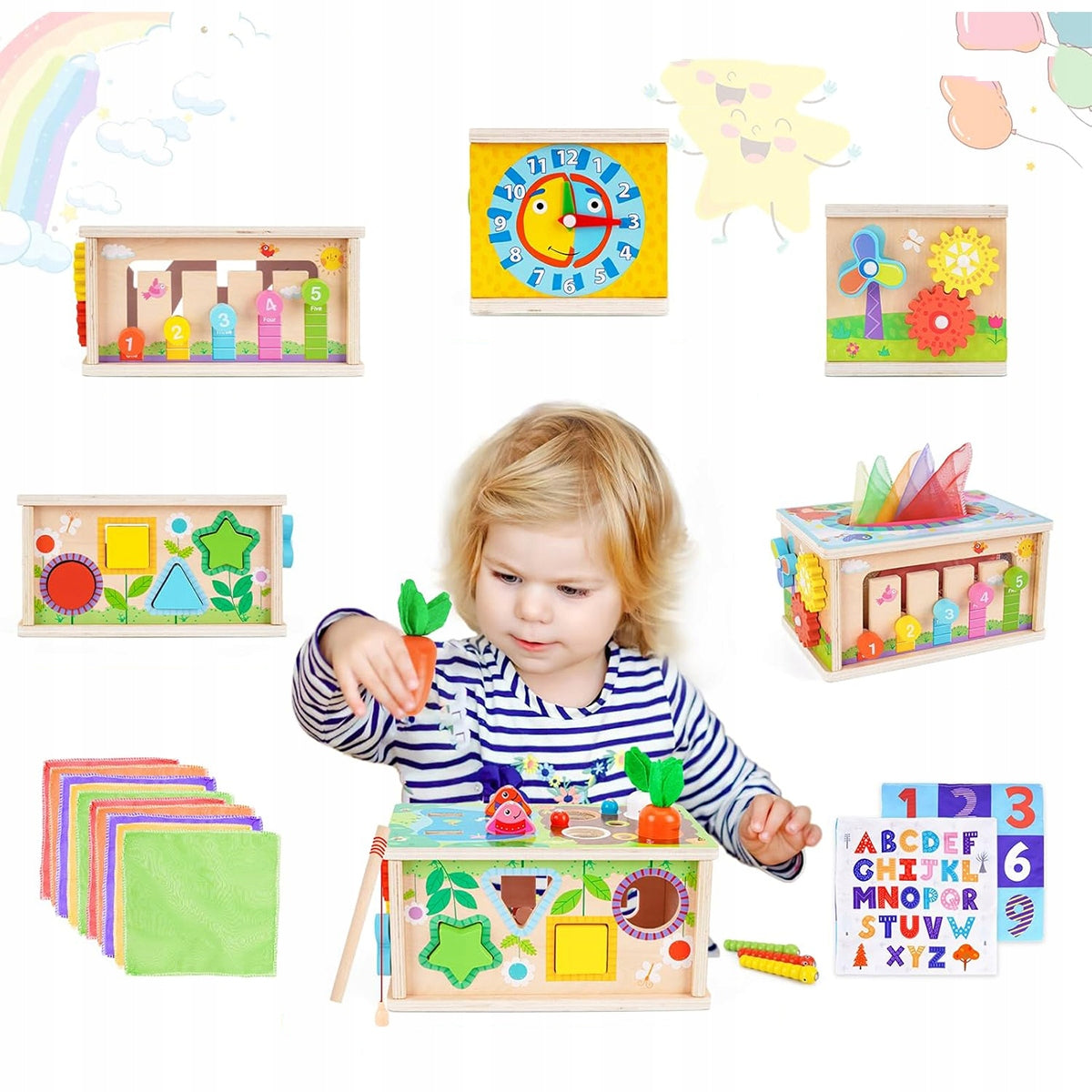 MONTESSORI EDUCATIONAL TOY OVER 6 MONTHS SENSORY TOY 6in1 Packaging status original