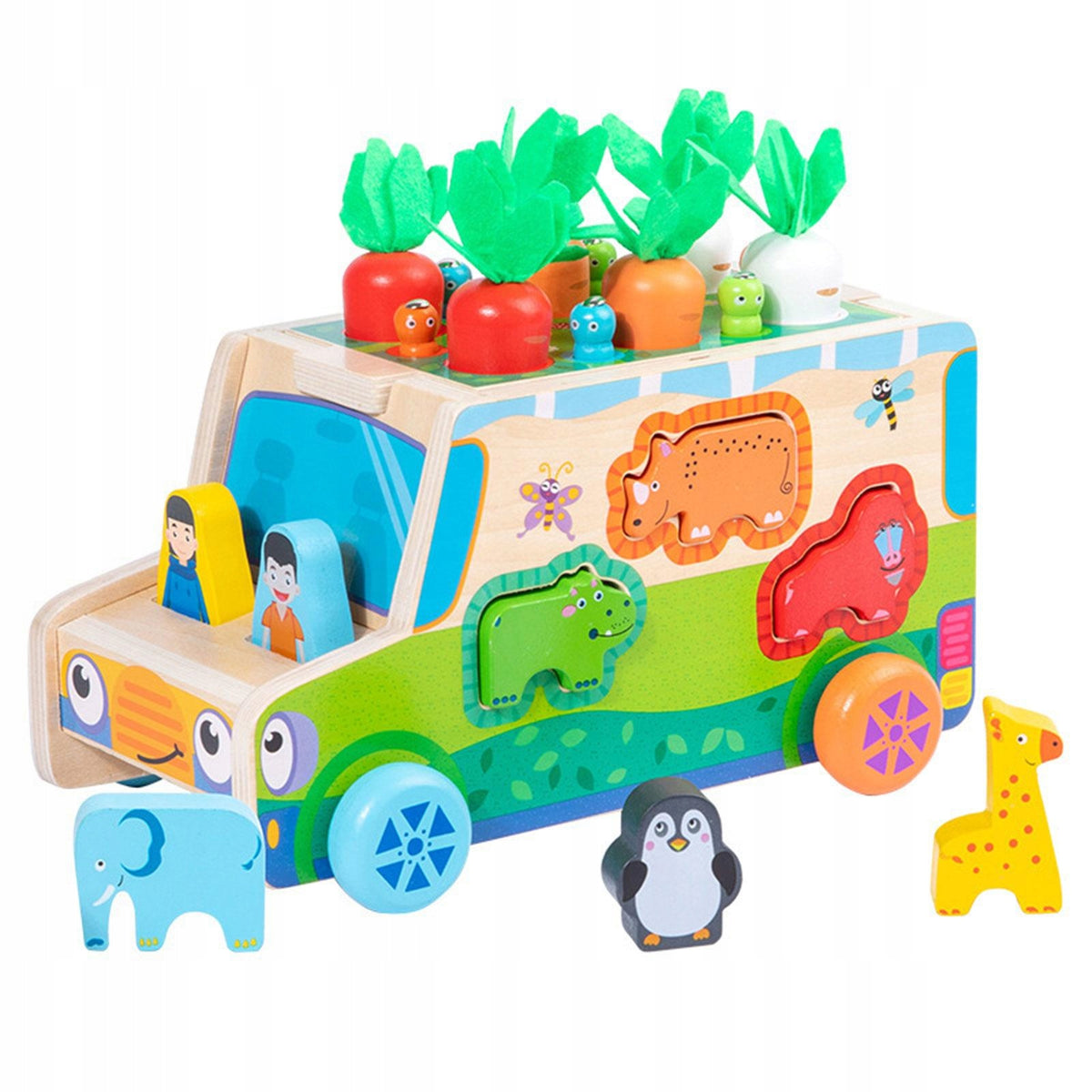 MONTESSORI SORTER BLOCKS CATCH WORM AUTO PUZZLE CARROTS AND WORMS