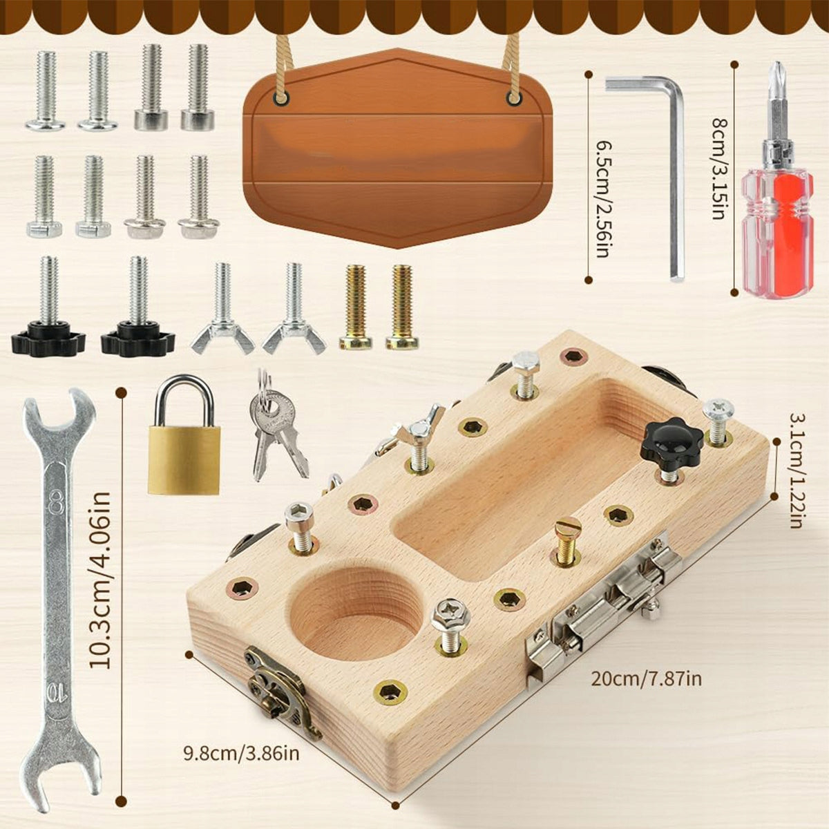 MONTESSORI TOY FOR BUDDING BUILDERS: LOCKS, SCREWS, BOLTS, KEYS - FINE MOTOR SKILLS Brand no brand