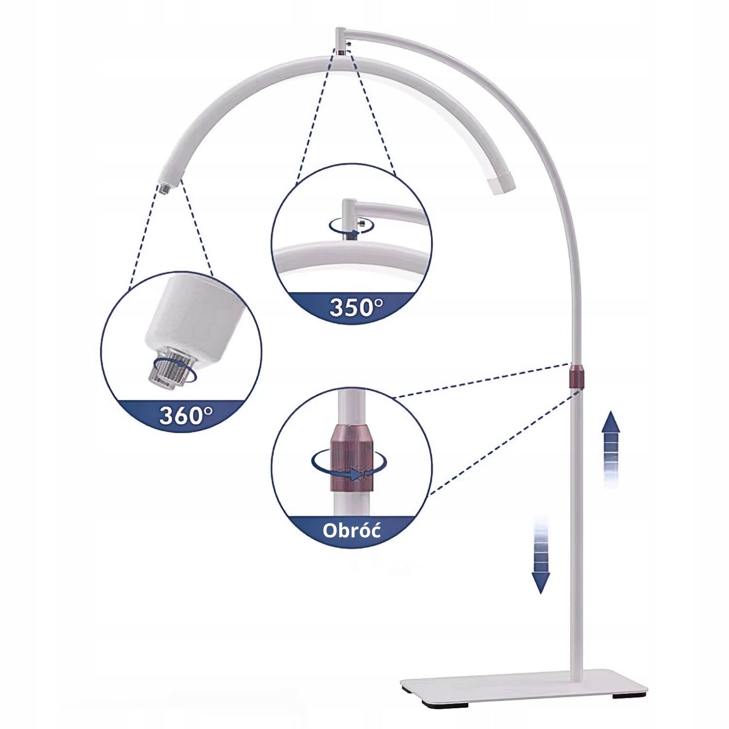 MOON Shadowless Floor Cosmetic Lamp for Eyelash Extensions C White