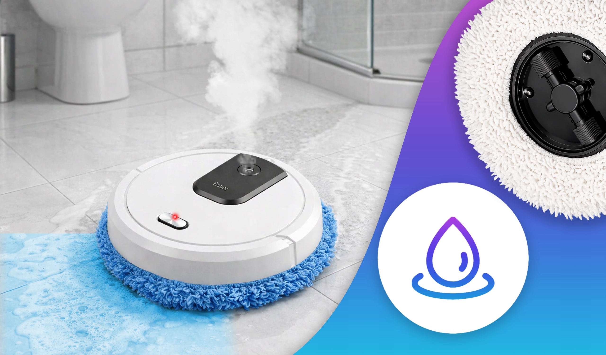 MOP CLEANING ROBOT MOPPING ROBOT WET/DRY + HUMIDIFICATION Wireless operating time 90 min