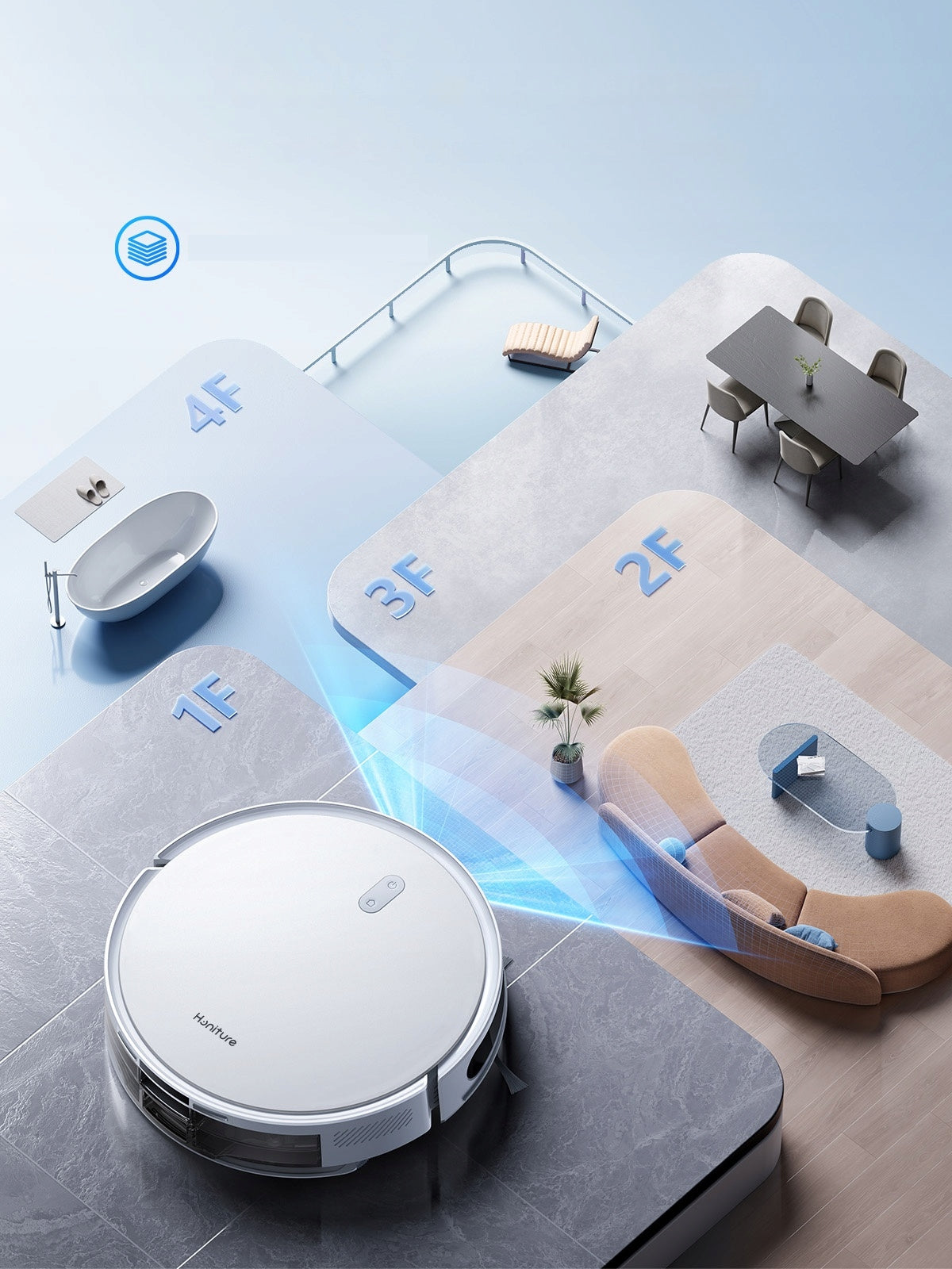 MOPPING ROBOT 3IN1 VACUUMING MOPPING SWEEPING 5KPA 2600MAH Model Honiture T10