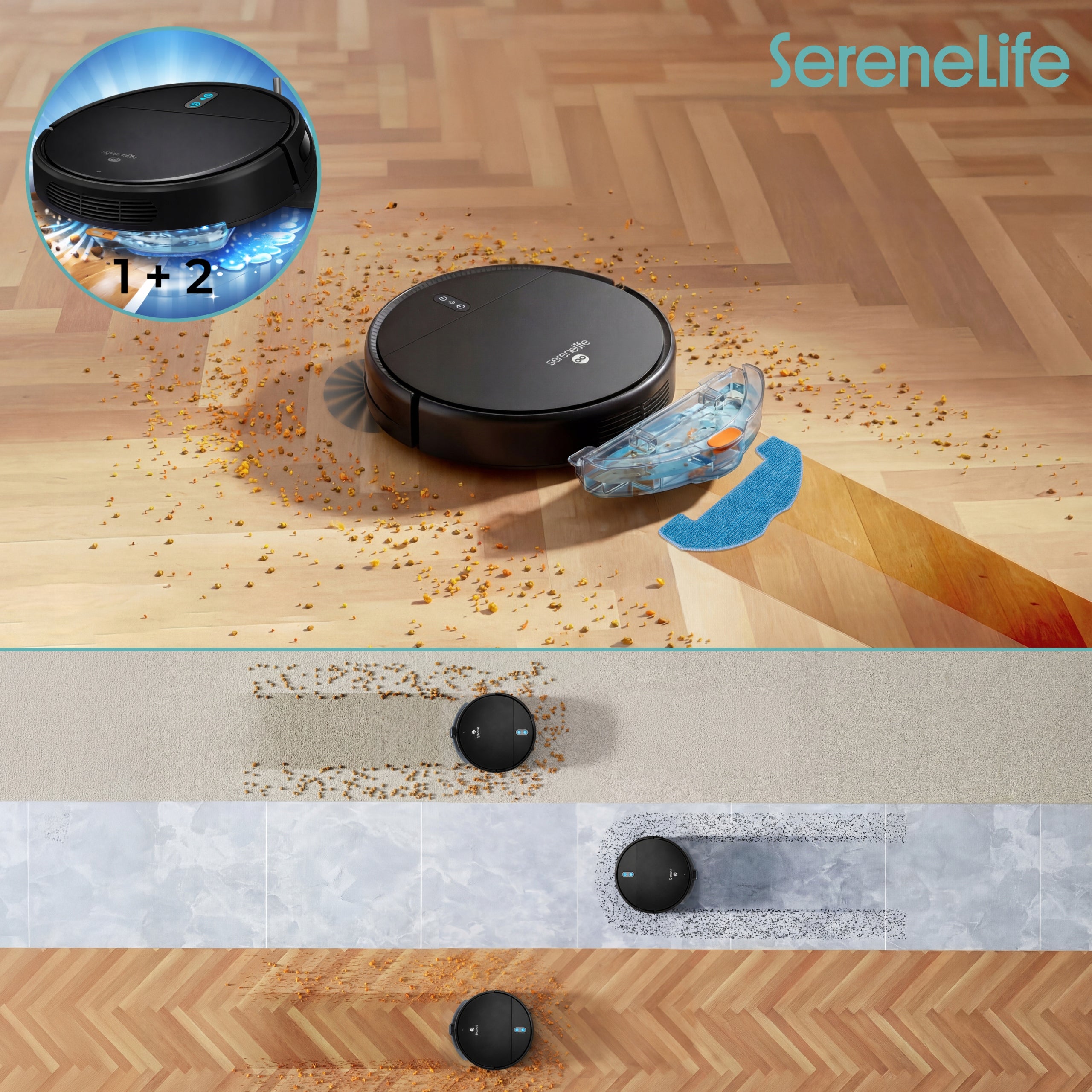 MOPPING ROBOT 3IN1 VACUUMING MOPPING SWEEPING 700PA Charging time 60 min