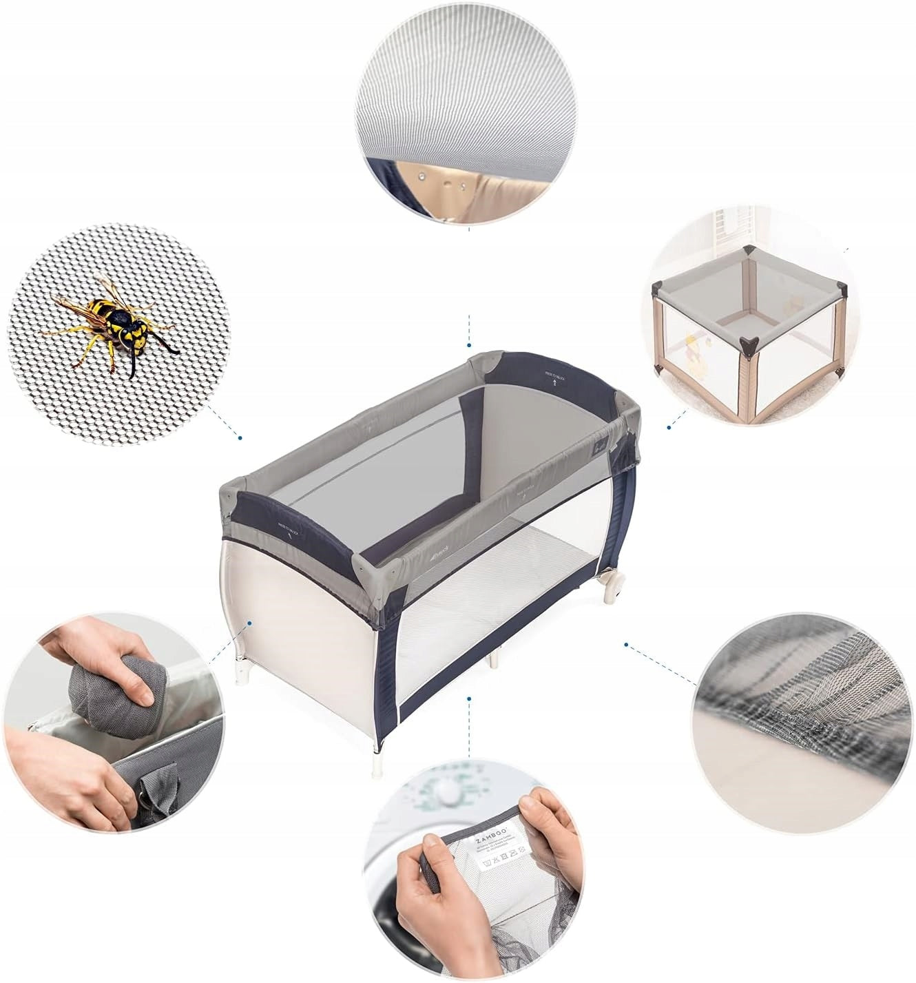 MOSQUITO NET PROTECTION FOR BABY STROLLER CRIB AGAINST INSECTS TRAVEL Color gray