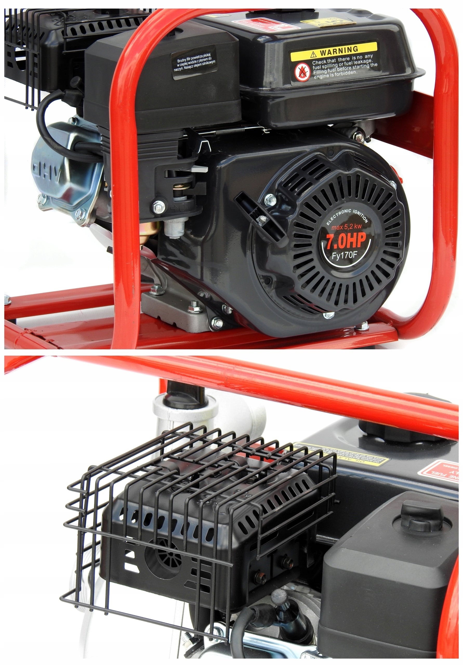 MOTOPOMPA 2 +SNAKES diesel water pump 600l/min CAST IRON TURBINE blacksmith Engine power 5200 W
