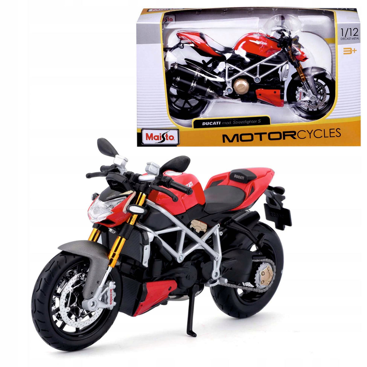 MOTOR DUCATI STREETFIGHTER S 1:12 SCALE MODEL MAISTO FAITHFUL MINIATURE 3+