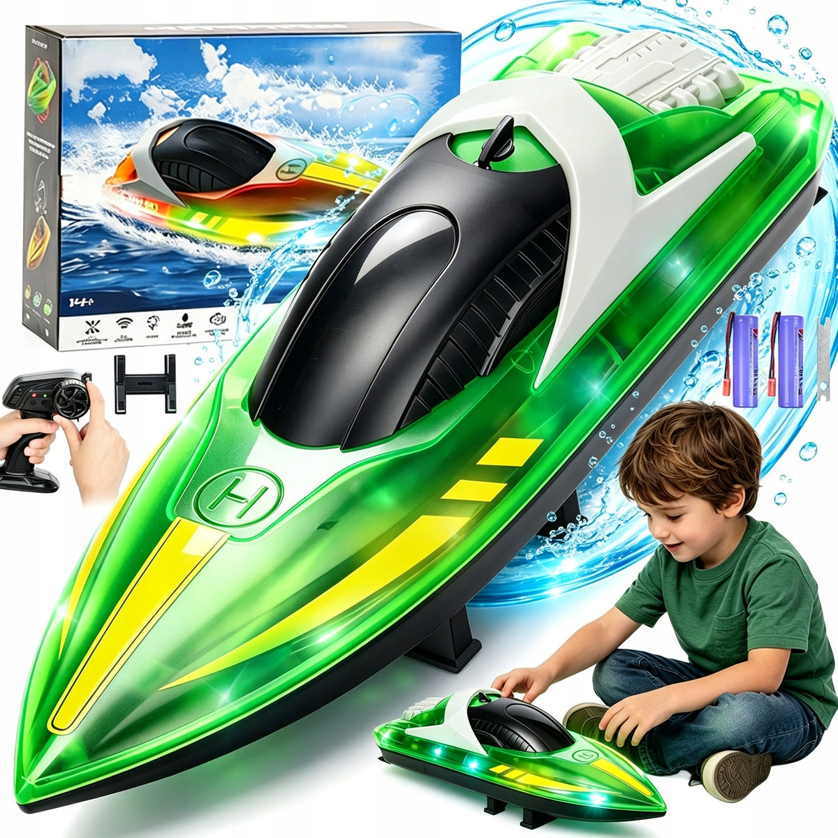 MOTORBOAT REMOTE CONTROLLED BOAT RC 15 KM/H WITH LED LIGHTING