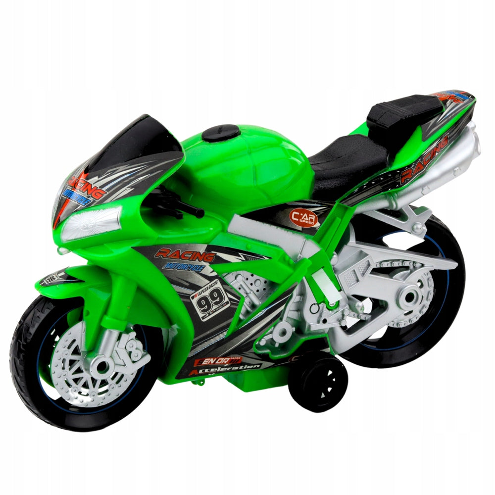 MOTORCYCLE BATTERY OPERATED RACING CHASER MAKES LIGHT SOUNDS GREEN Brand no brand